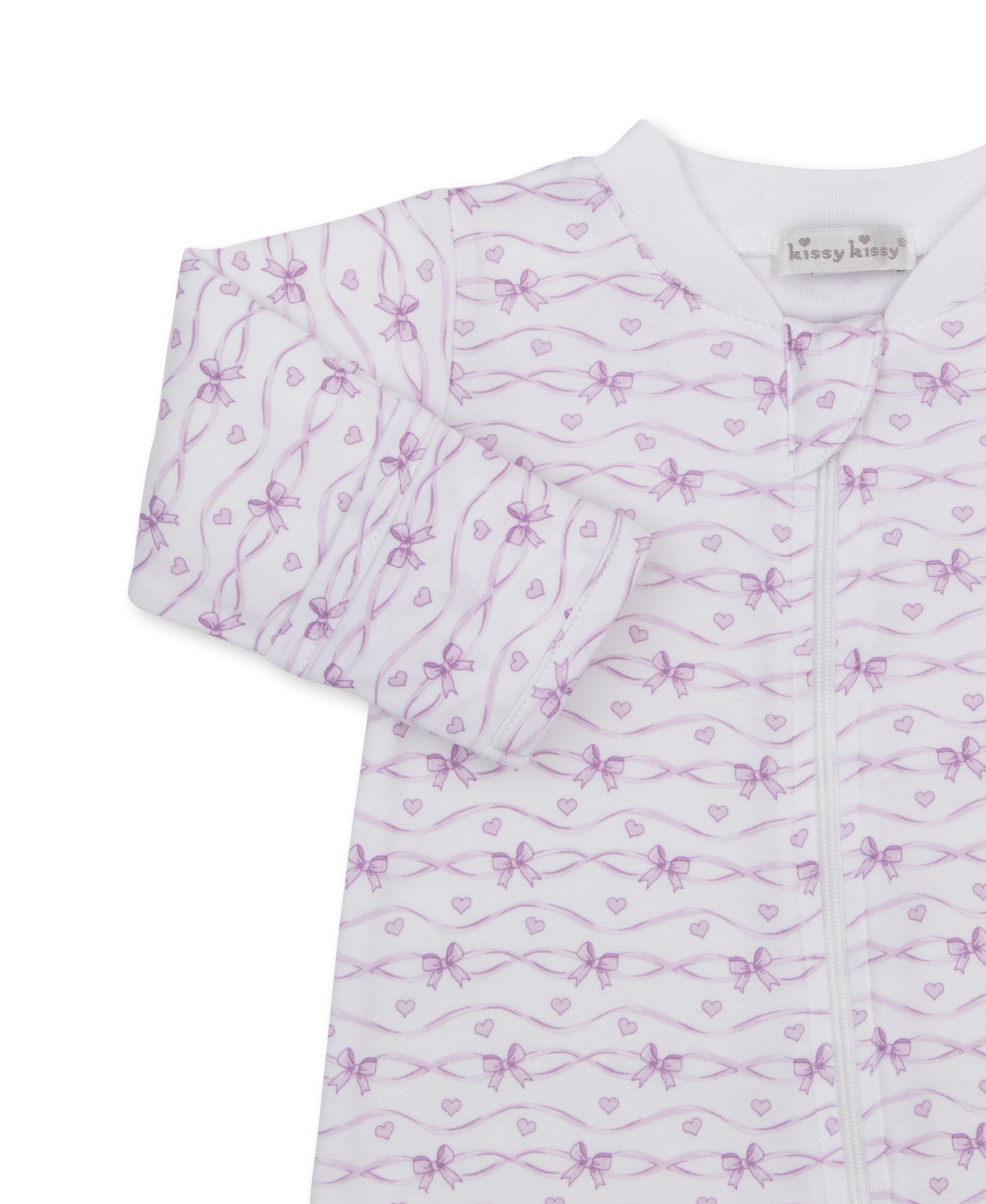 Baby Bows Lilac Zip Footie