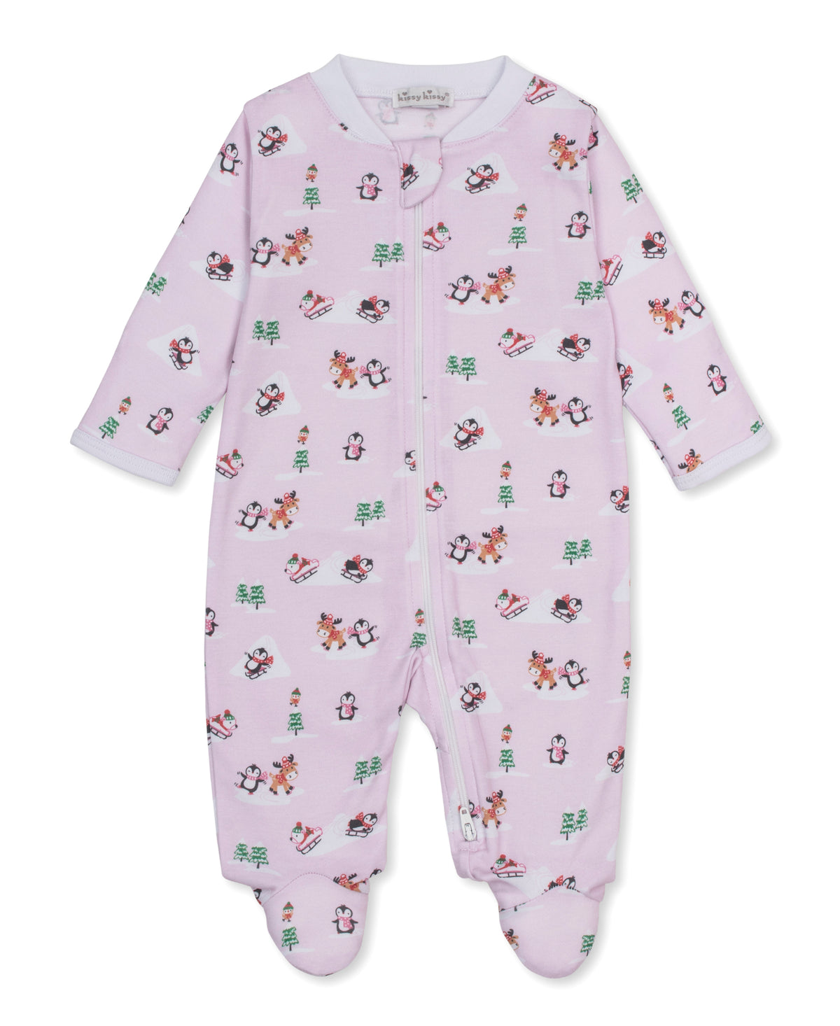 Snow Slides Pink Zip Footie - Kissy Kissy