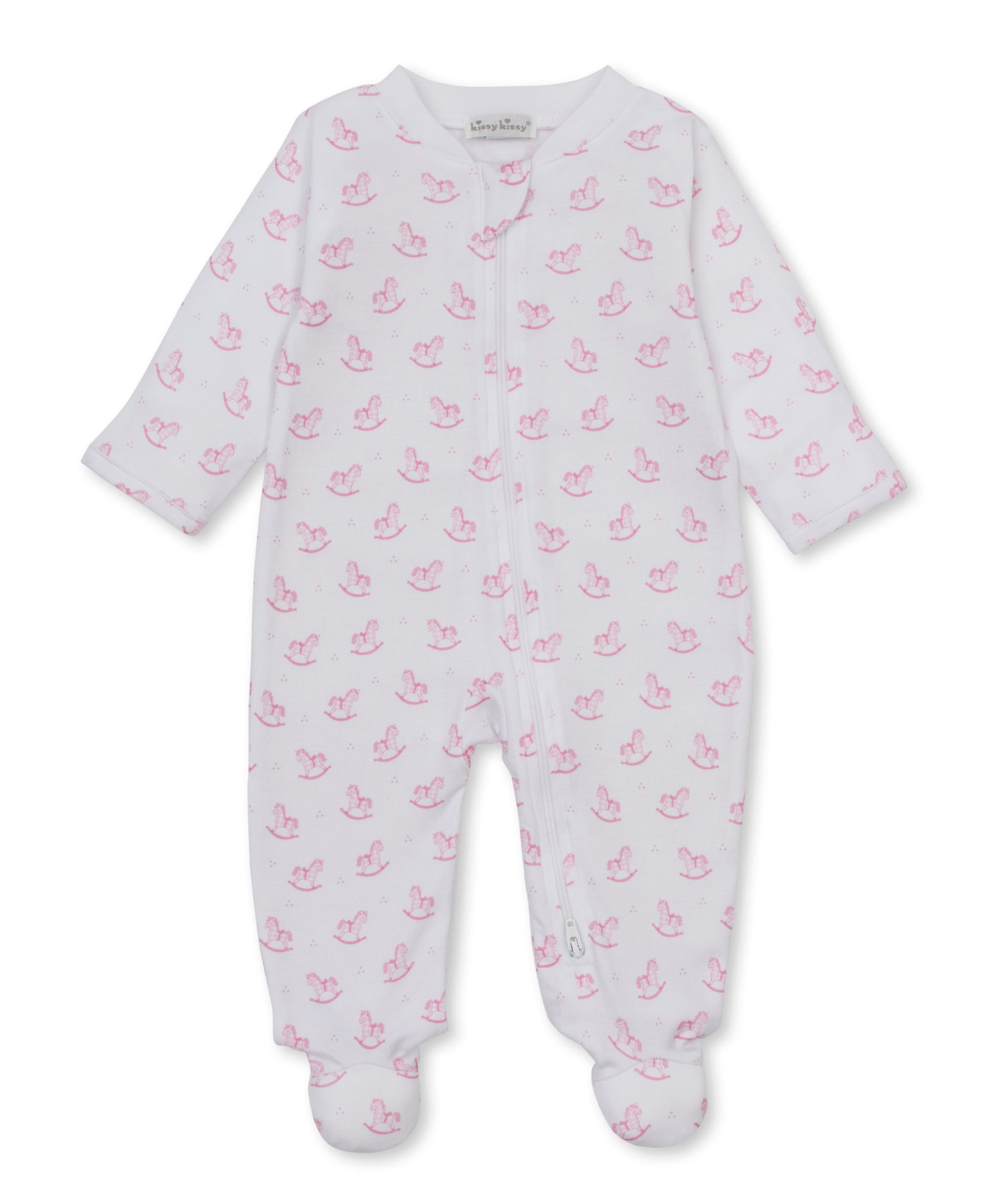 Gingham Rockers Pink Zip Footie