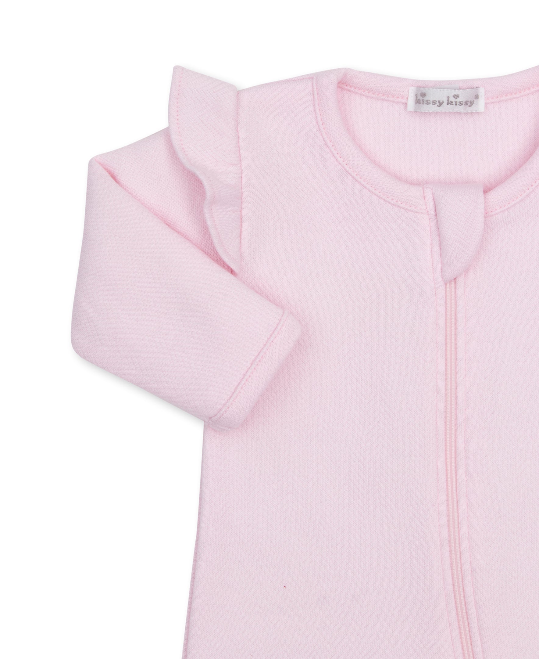 Baby Blessings Pink Jacquard Zip Footie