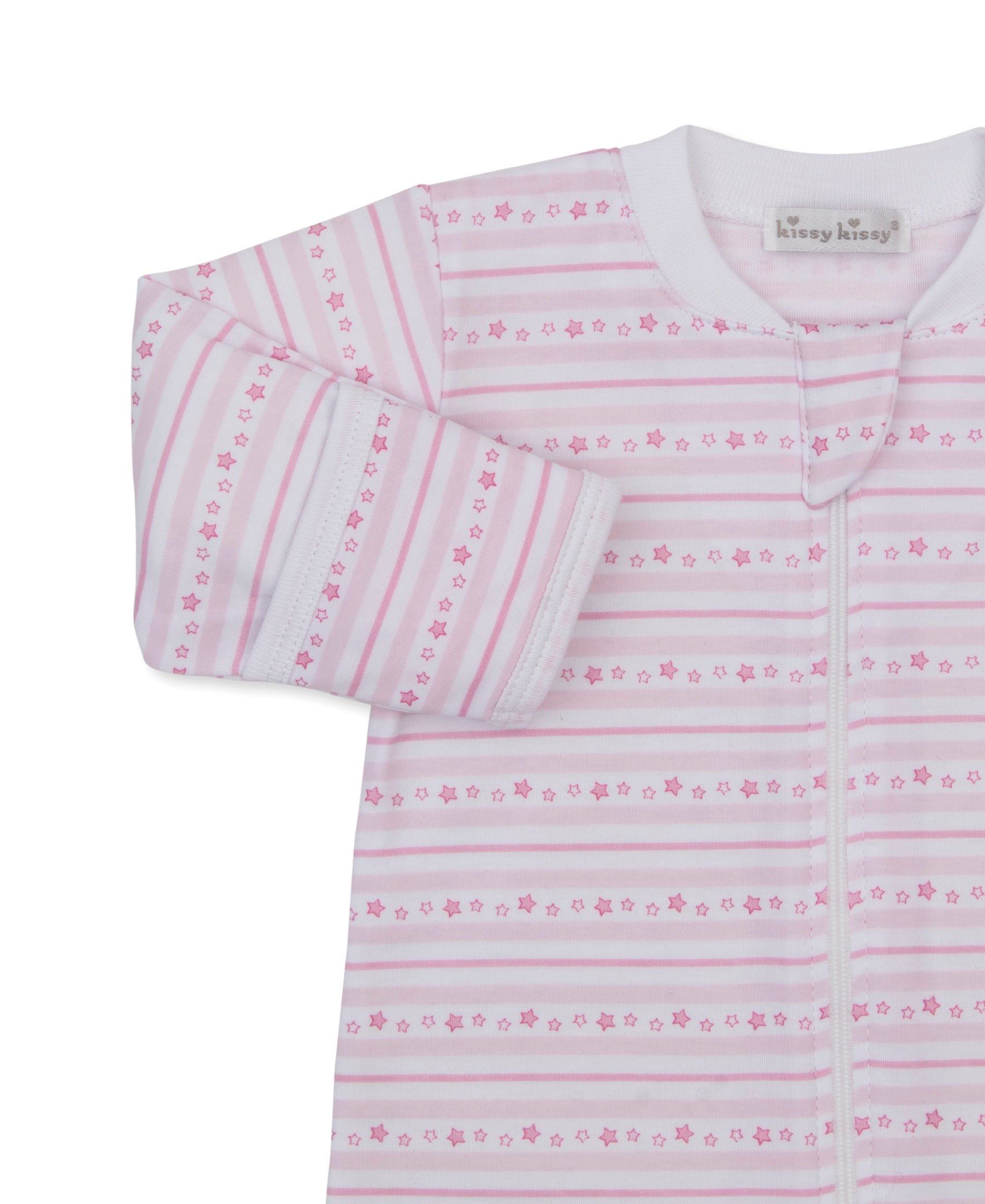 Starry Stripes Pink Zip Footie