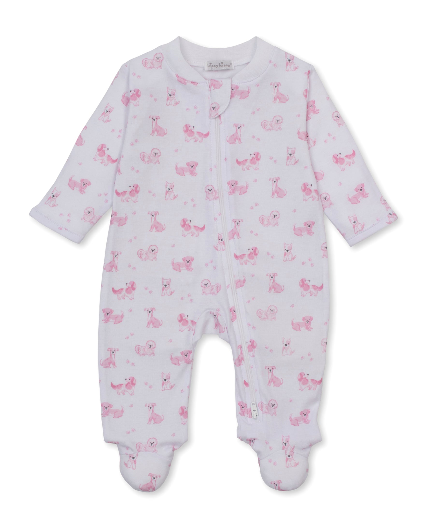 Puppy Paws Pink Zip Footie