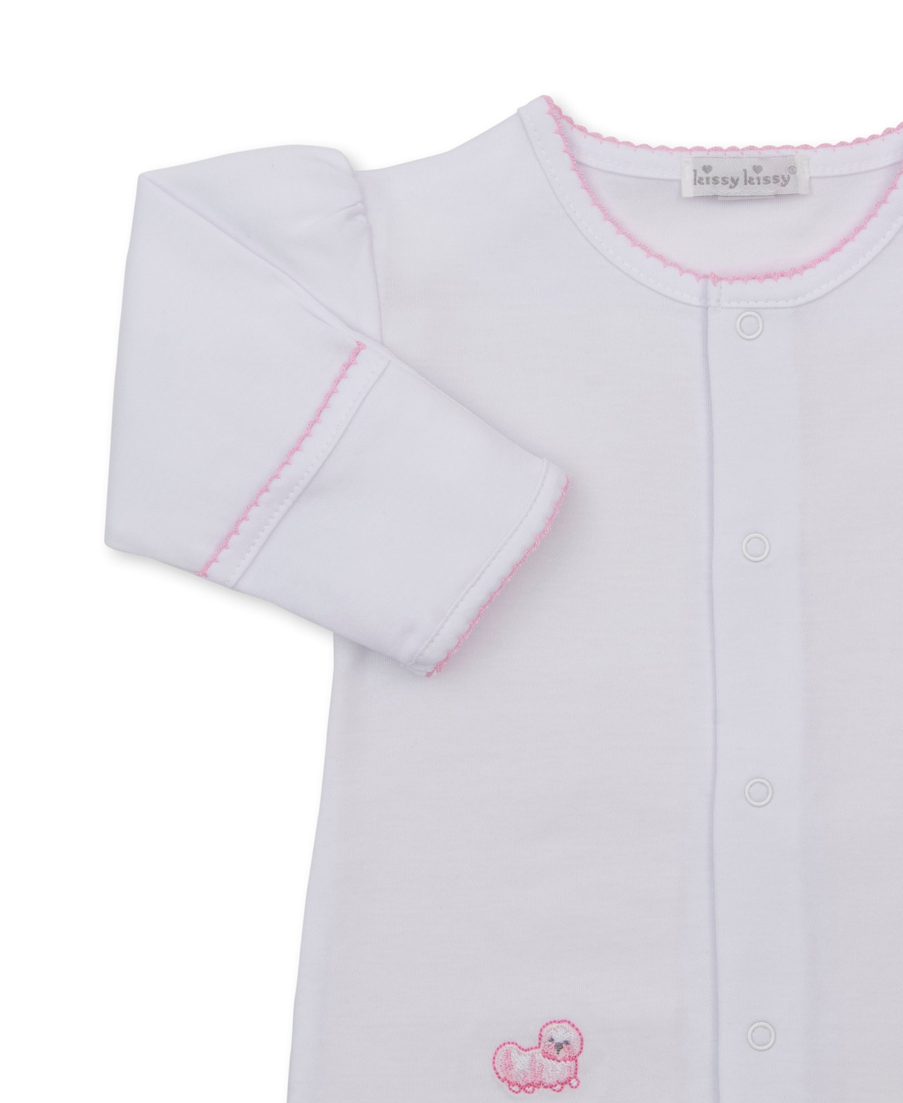 Puppy Paws White/Pink Footie & Hat Set