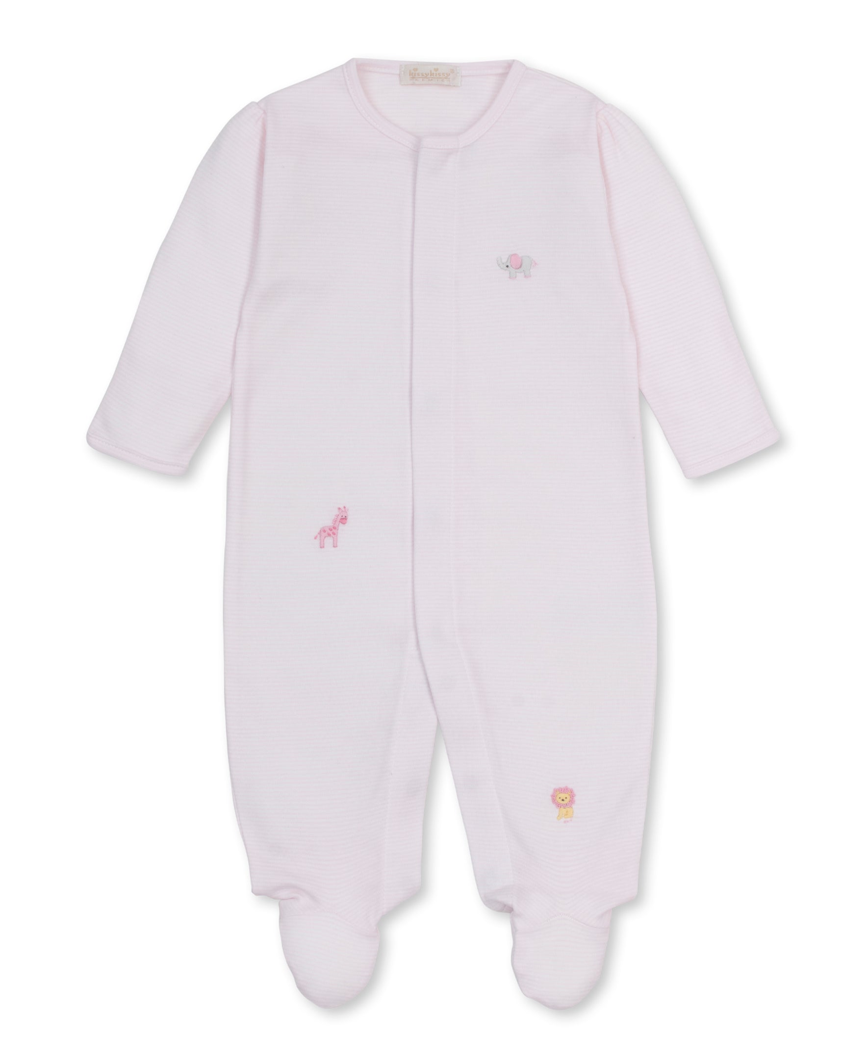 SCE Jungle Hang Out Pink Hand Emb. Stripe Footie - Kissy Kissy