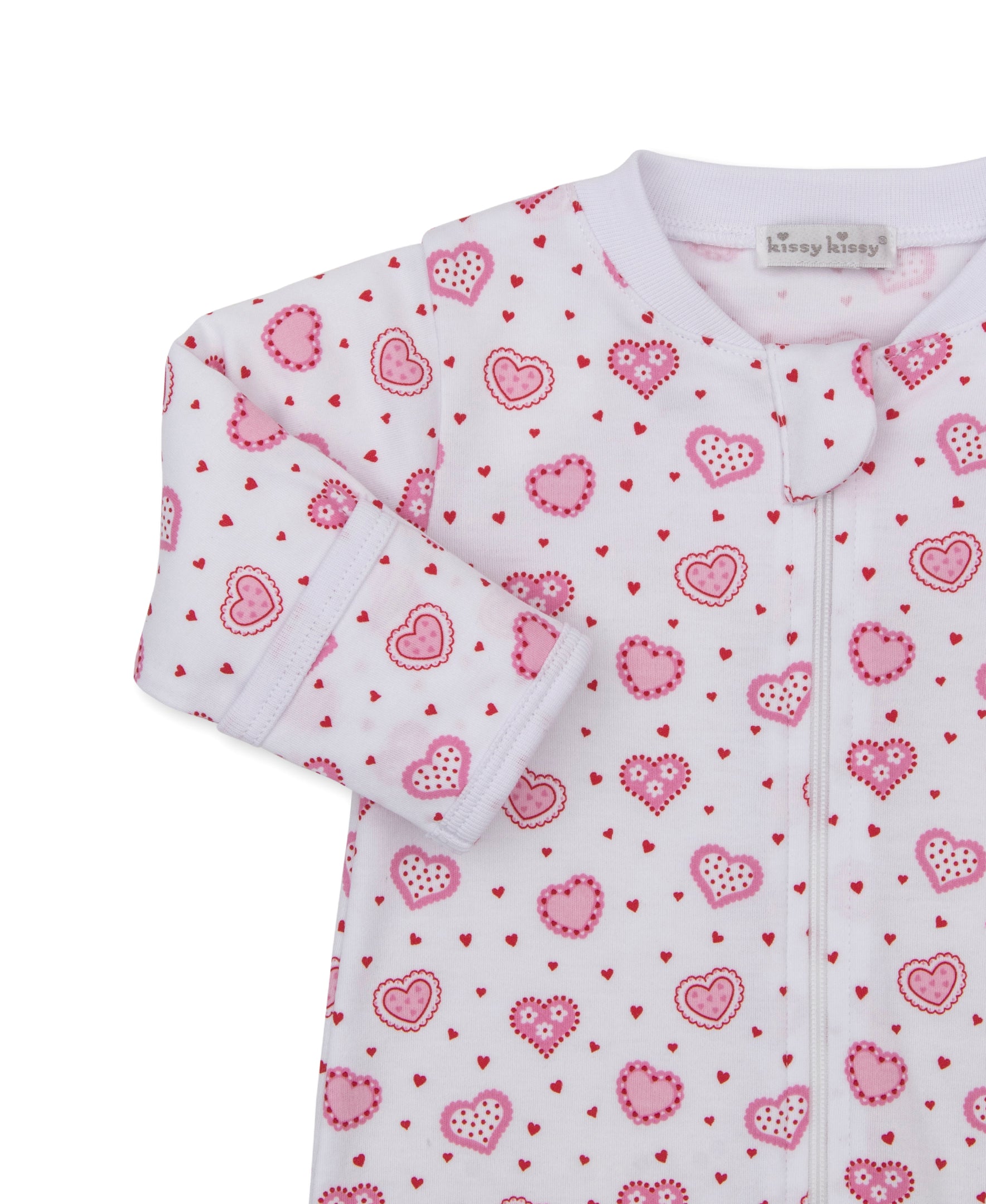 Heartfelt Hearts Zip Footie & Hat Set - Kissy Kissy