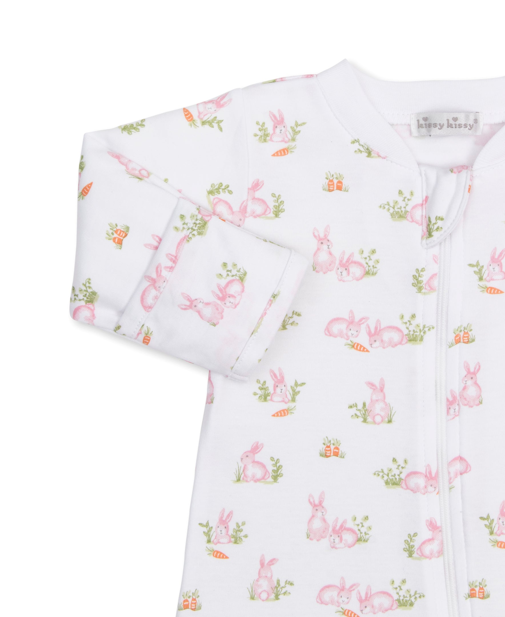 Baby Bunny Patch Pink Zip Footie & Hat Set - Kissy Kissy