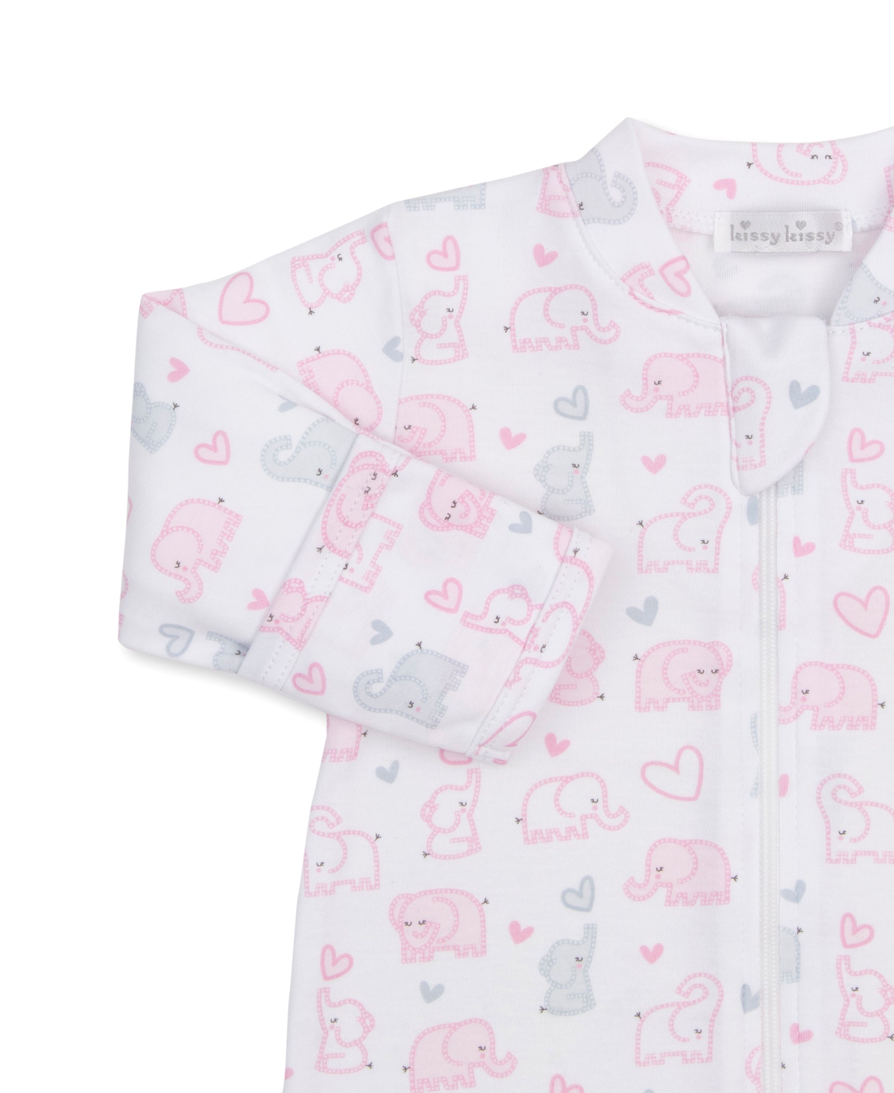 Baby Elephant Hearts Zip Footie & Hat Set - Kissy Kissy