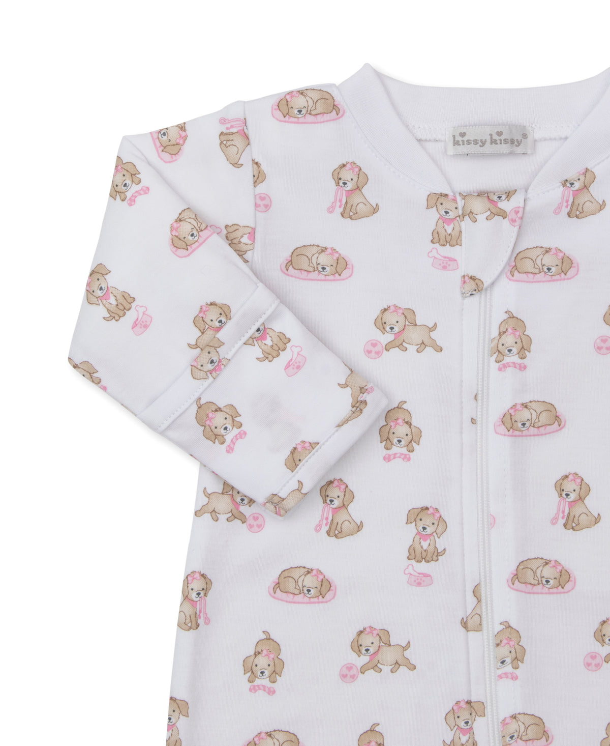 Puppy Play Pink Zip Footie - Kissy Kissy