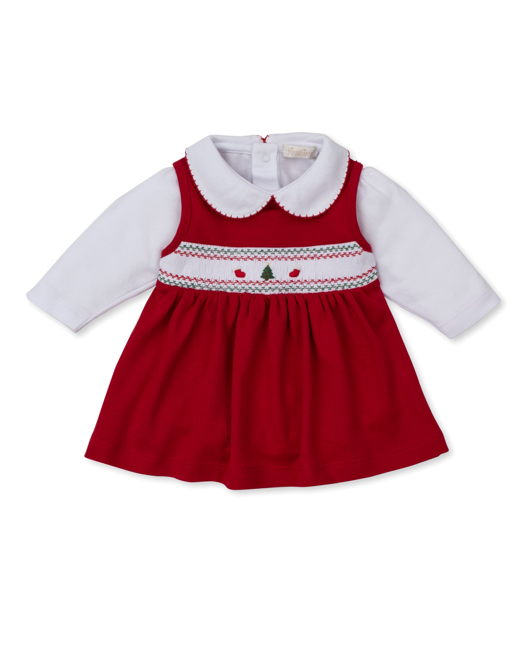 CLB Holiday Medley 25 Christmas Tree Hand Smocked Jumper Set - Kissy Kissy