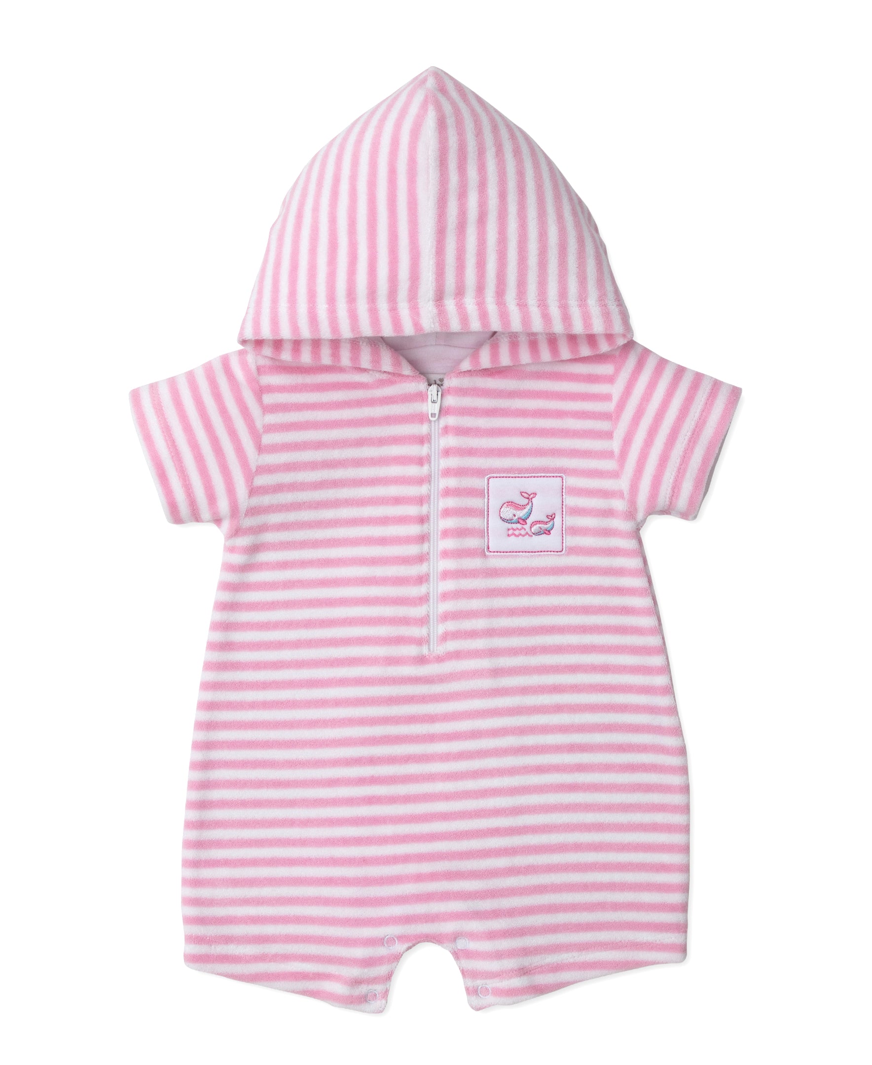 Whale Pods Pink Stripe Terry Romper - Kissy Kissy