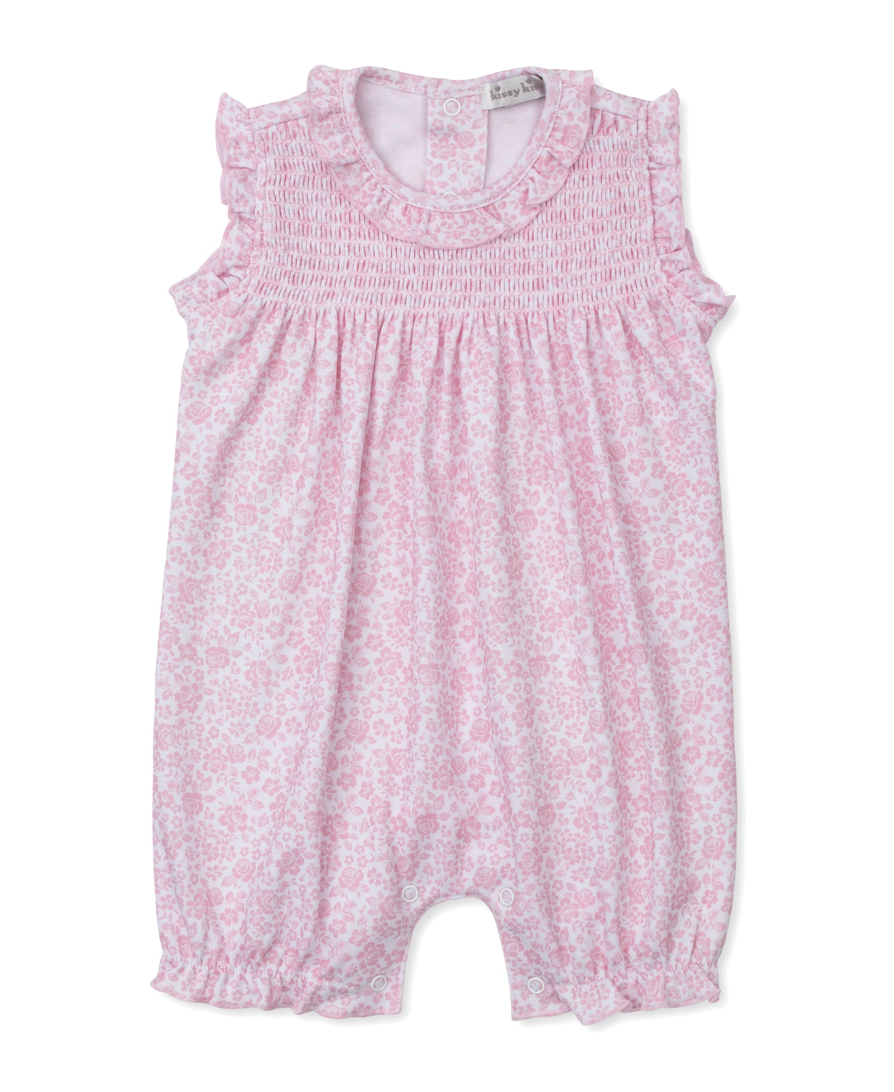 Country Gardens Pink Short Smocked Playsuit