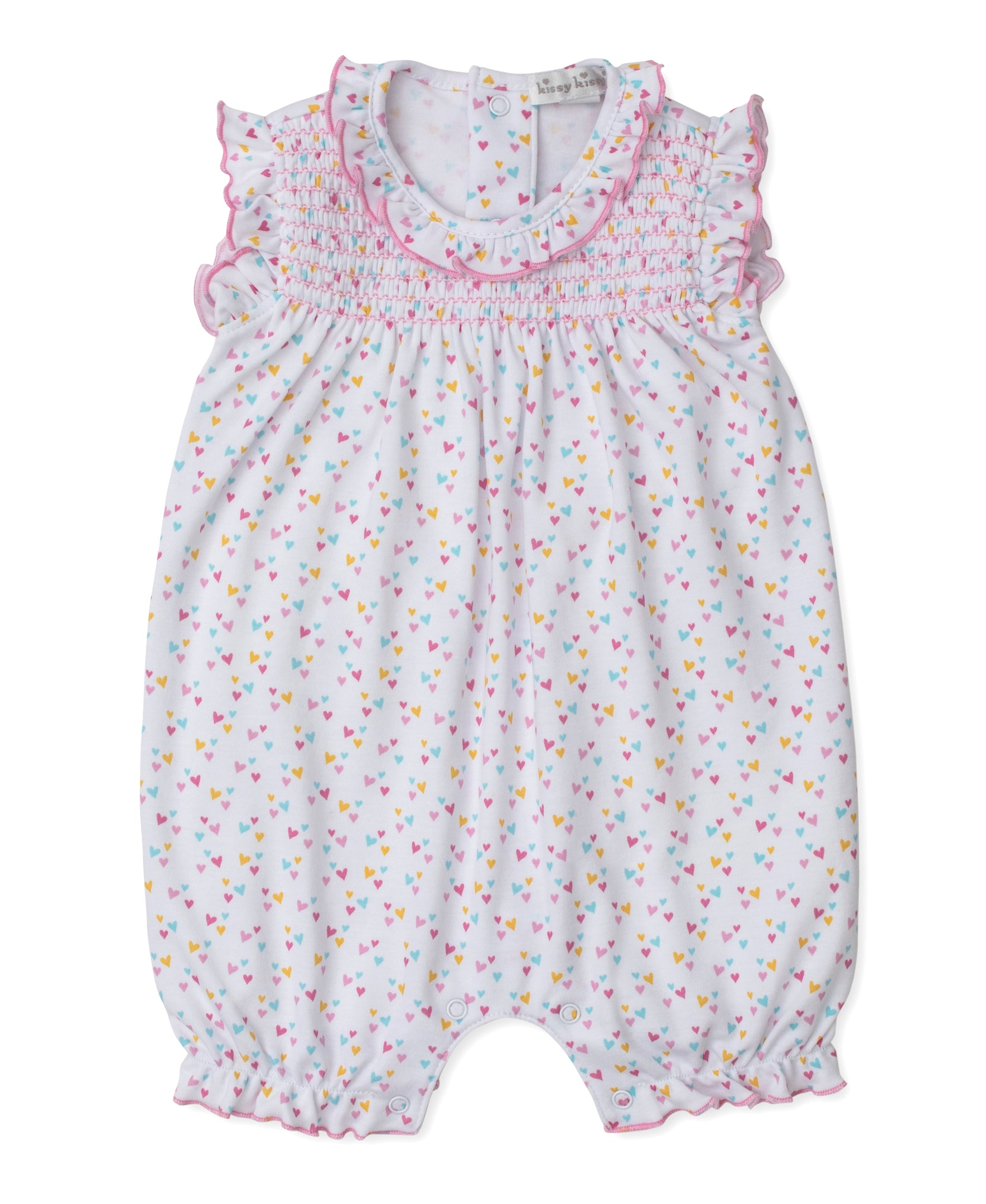 Carousel Magic Hearts Short Smocked Playsuit - Kissy Kissy