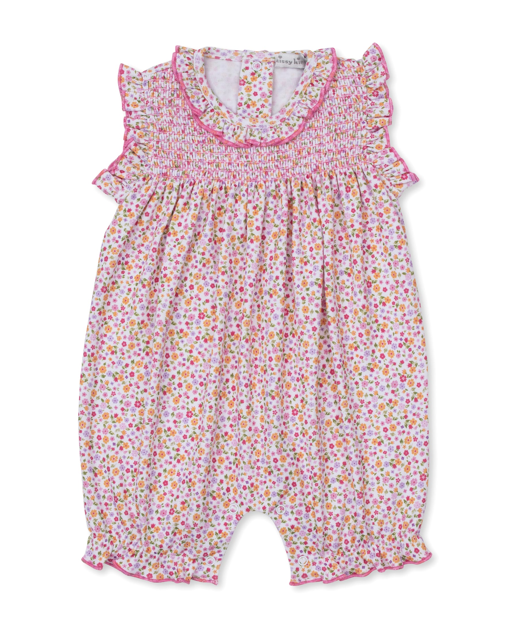 Blossoming Bows Floral Short Smocked Playsuit - Kissy Kissy