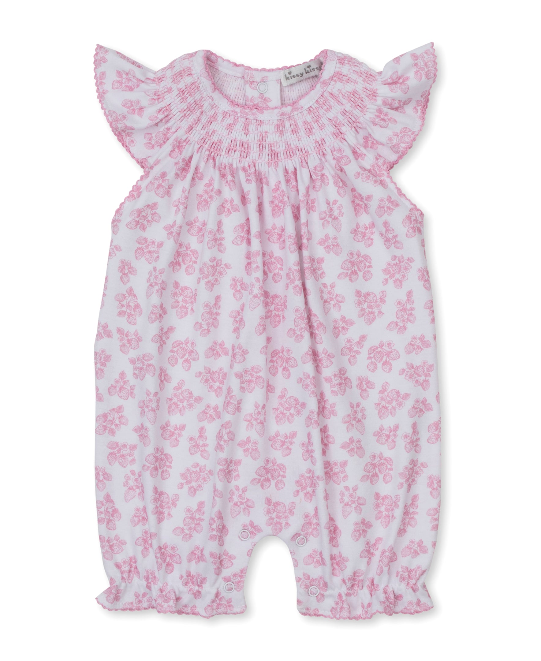 Simply Strawberries Short Smocked Playsuit - Kissy Kissy