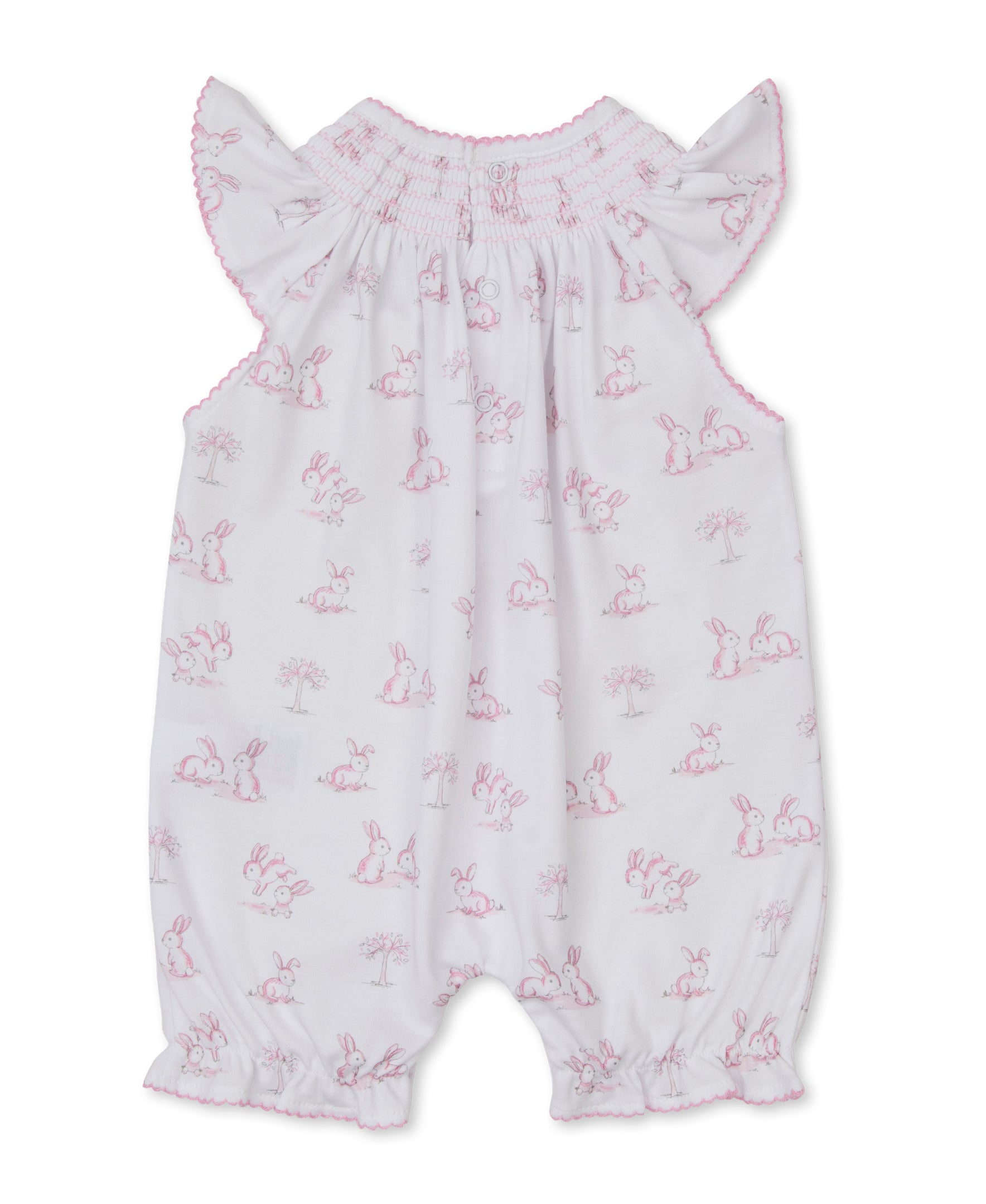 Springtime Bunny Fun Pink Short Smocked Playsuit - Kissy Kissy