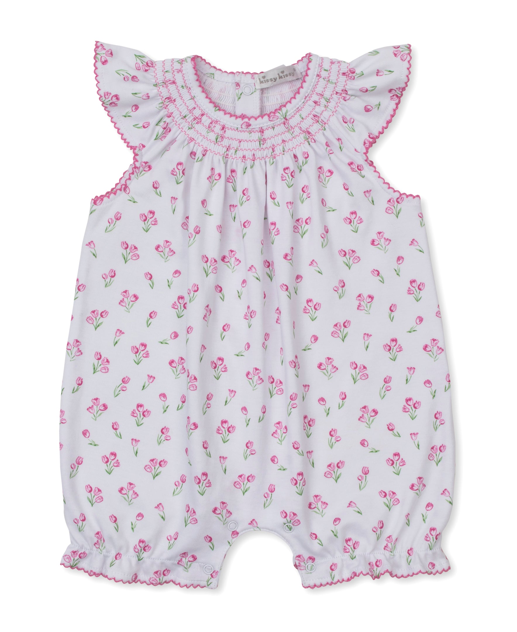 Timeless Tulips White Short Smocked Playsuit