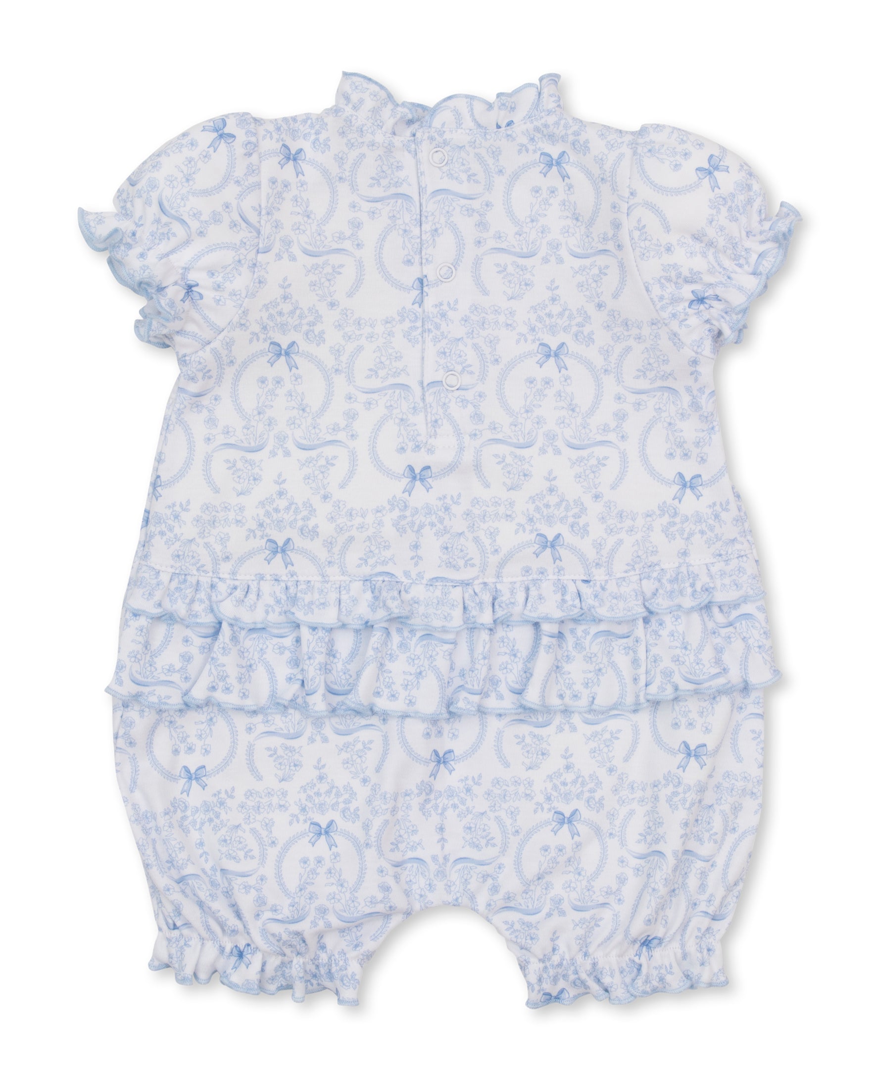 Delicate Blooming Bows Blue Short Playsuit - Kissy Kissy