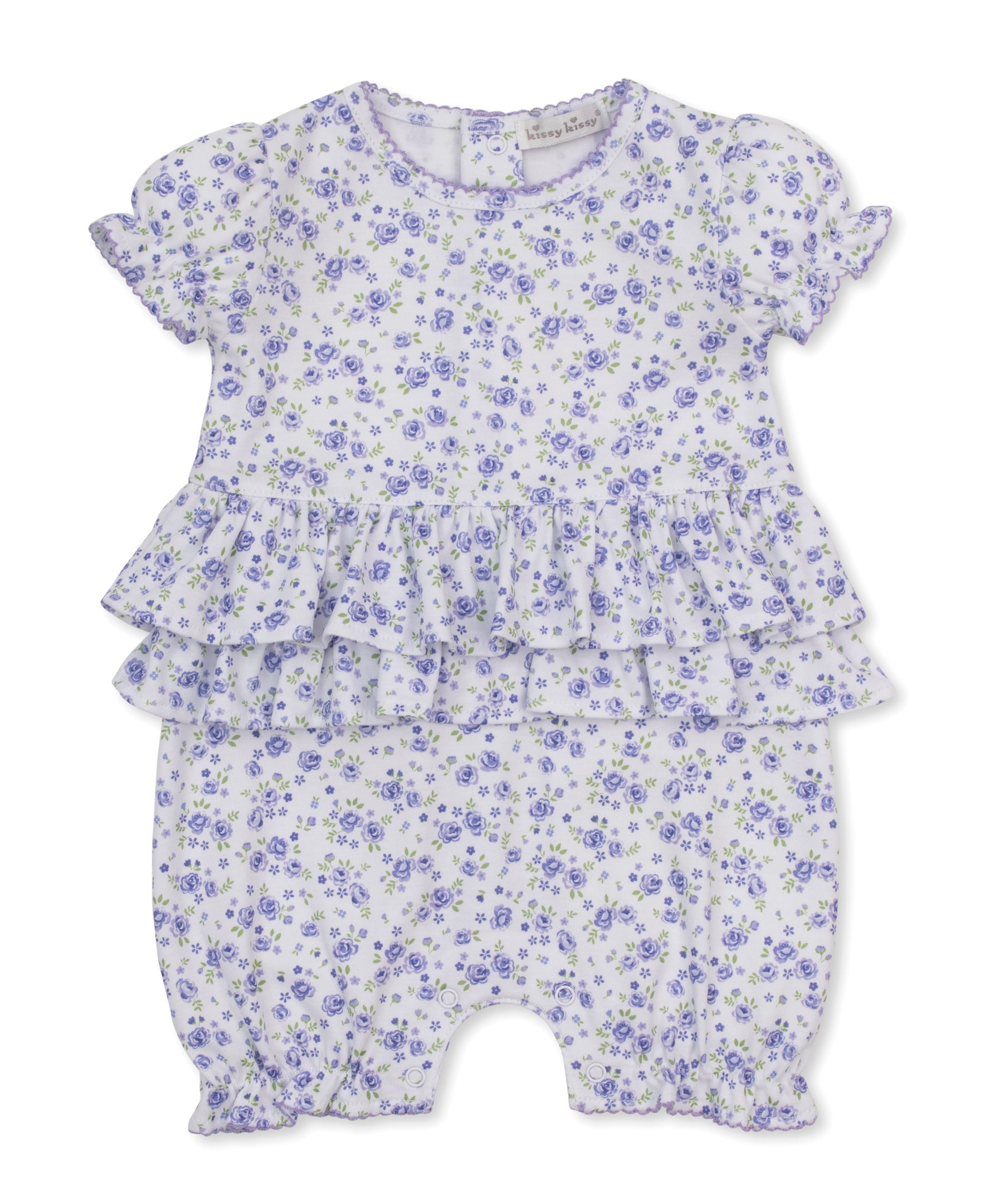 Cottage Roses Lilac Short Ruffle Playsuit - Kissy Kissy