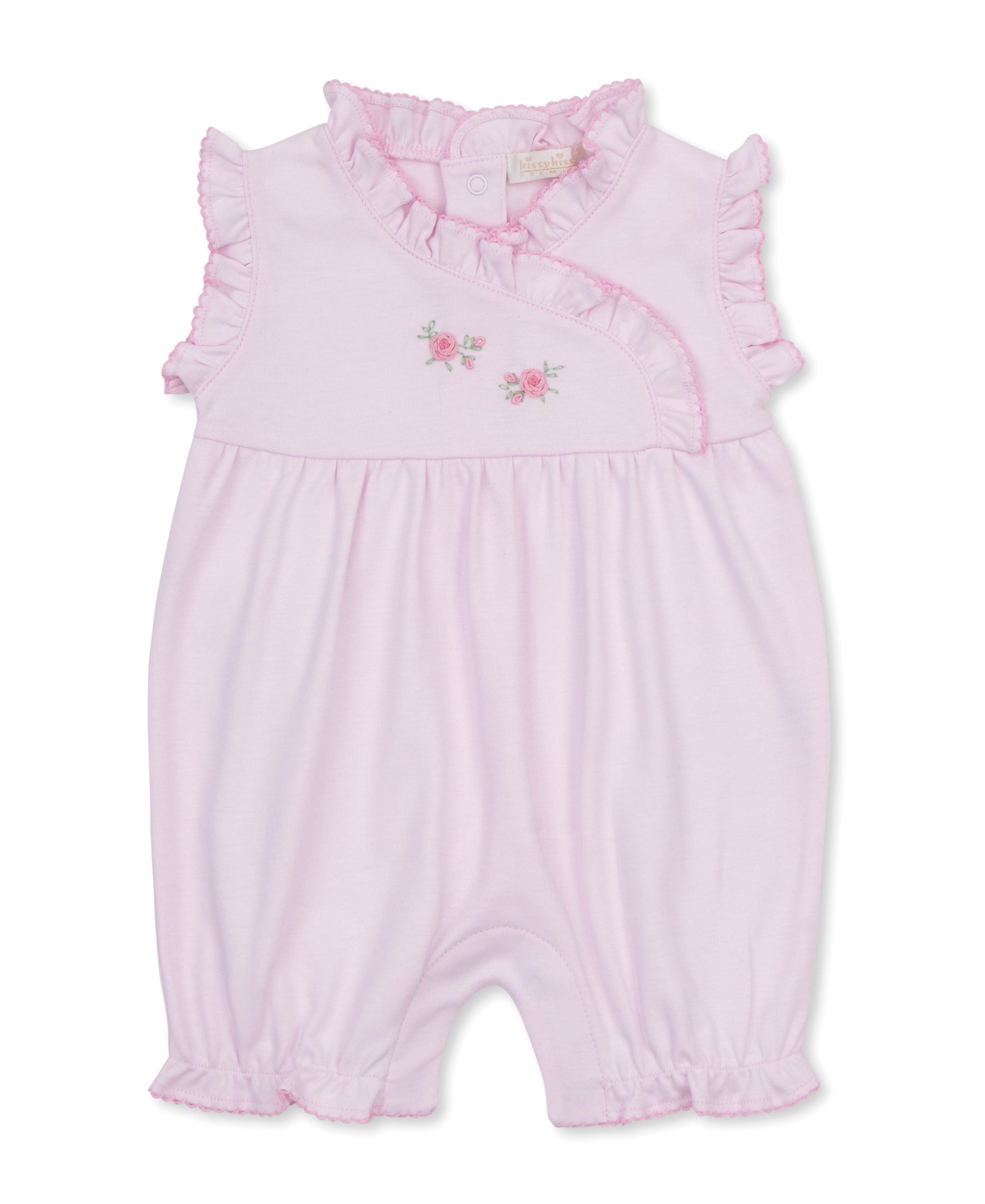 SCE Cottage Roses Pink Hand Emb. Short Playsuit - Kissy Kissy