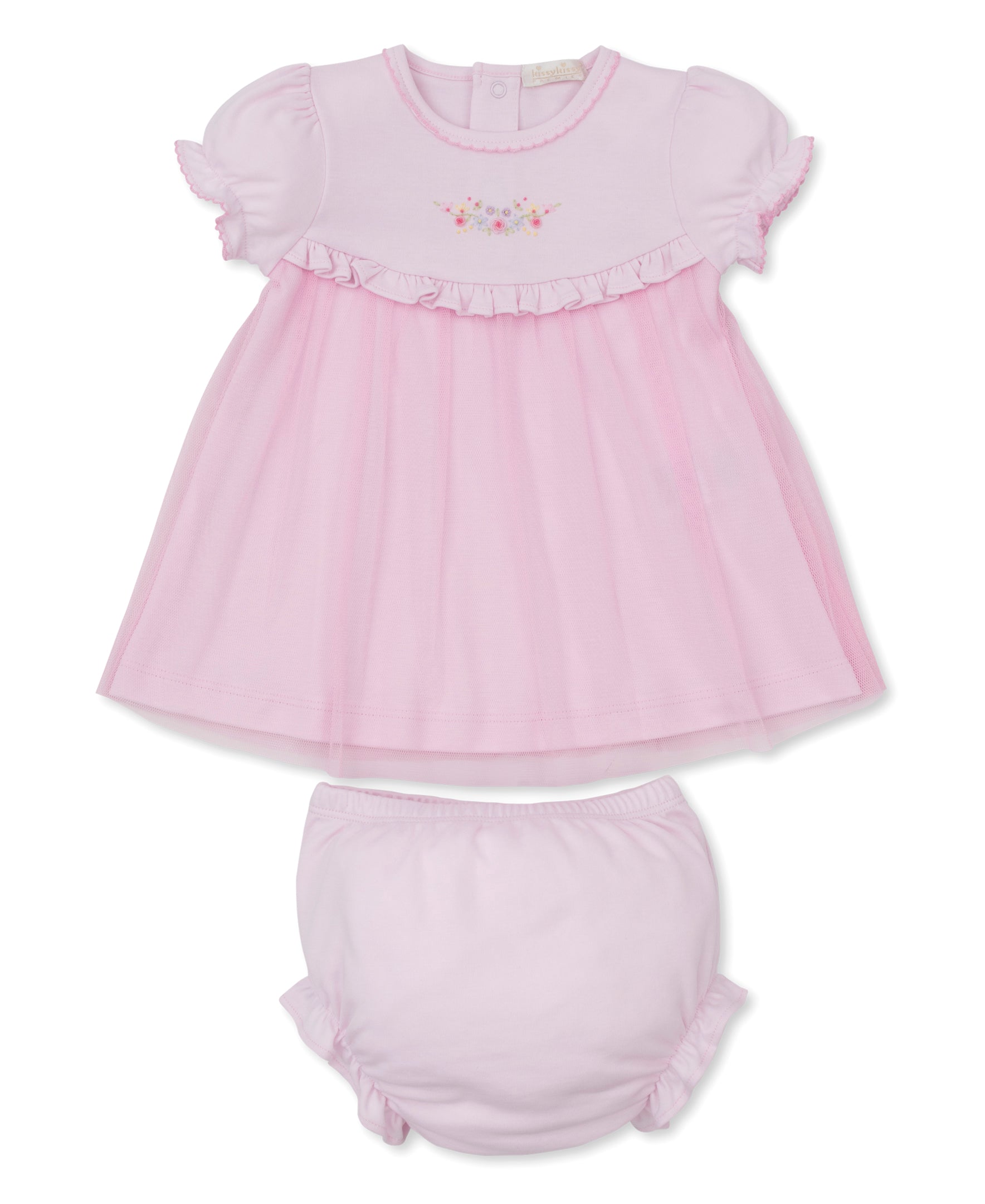 Premier Flowers & Vines Pink Hand Emb. Dress Set - Kissy Kissy