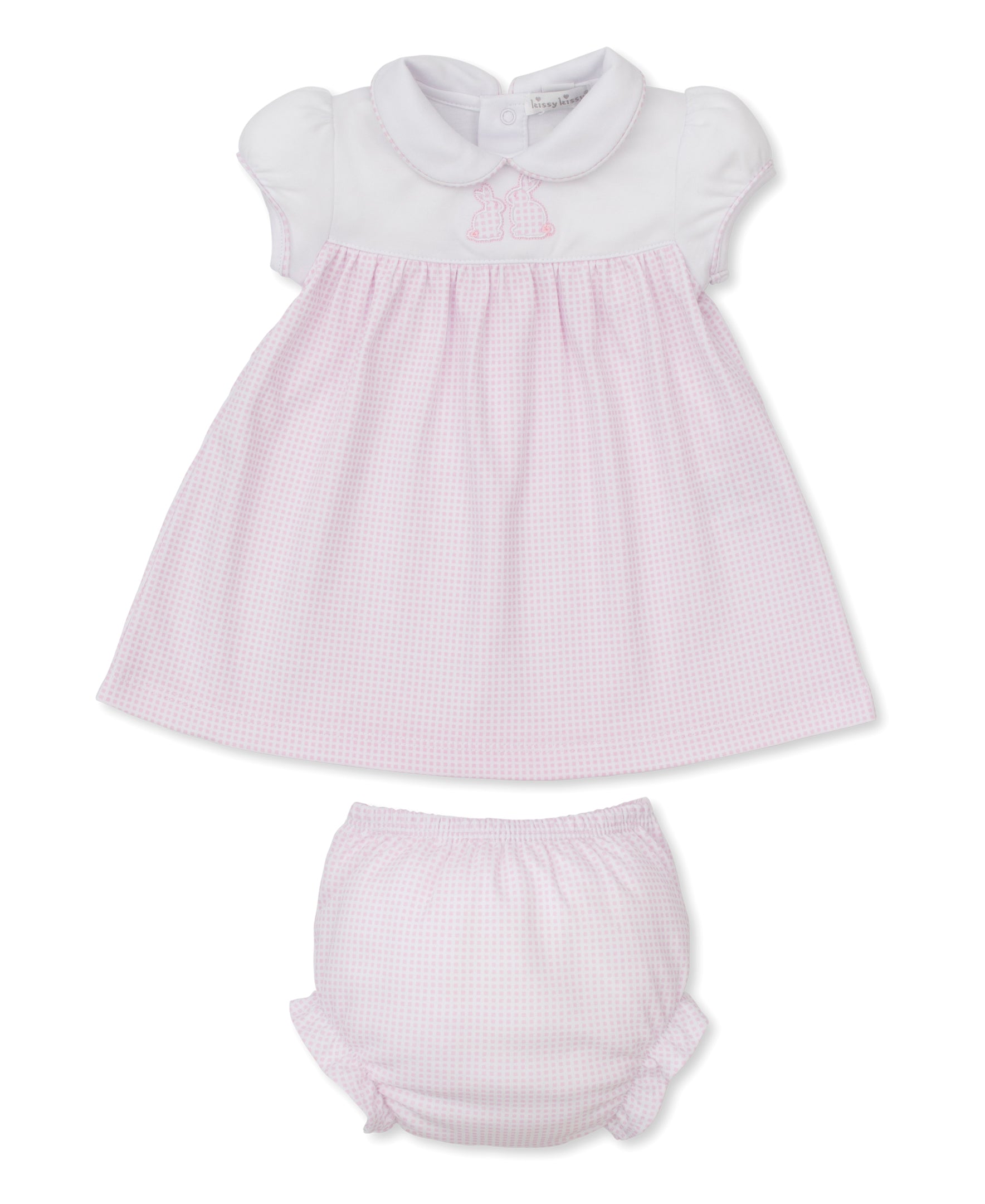 Pique Bunny Bash Pink/White Gingham Dress Set - Kissy Kissy