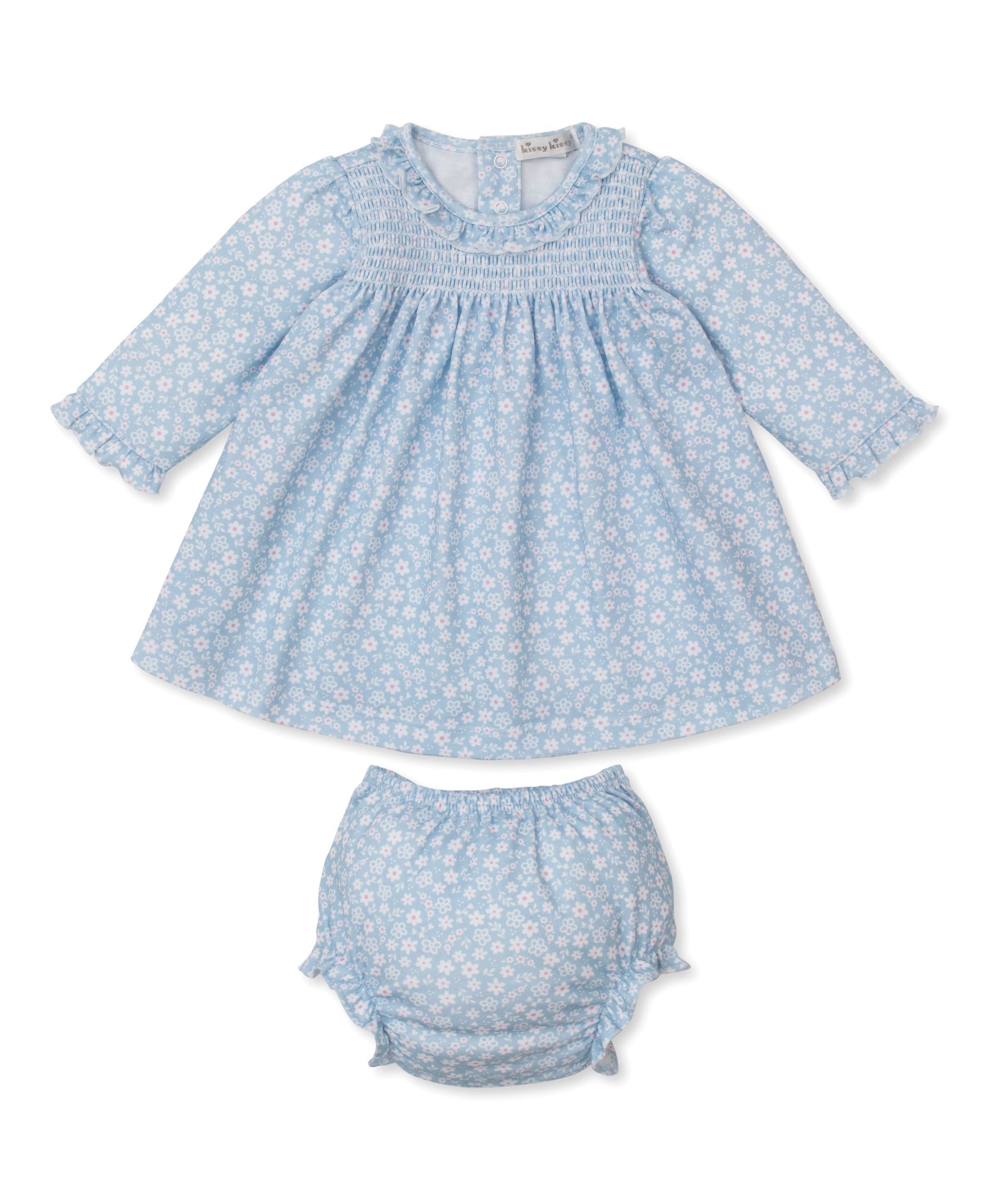 Fall in Bloom Blue Smocked Dress Set - Kissy Kissy