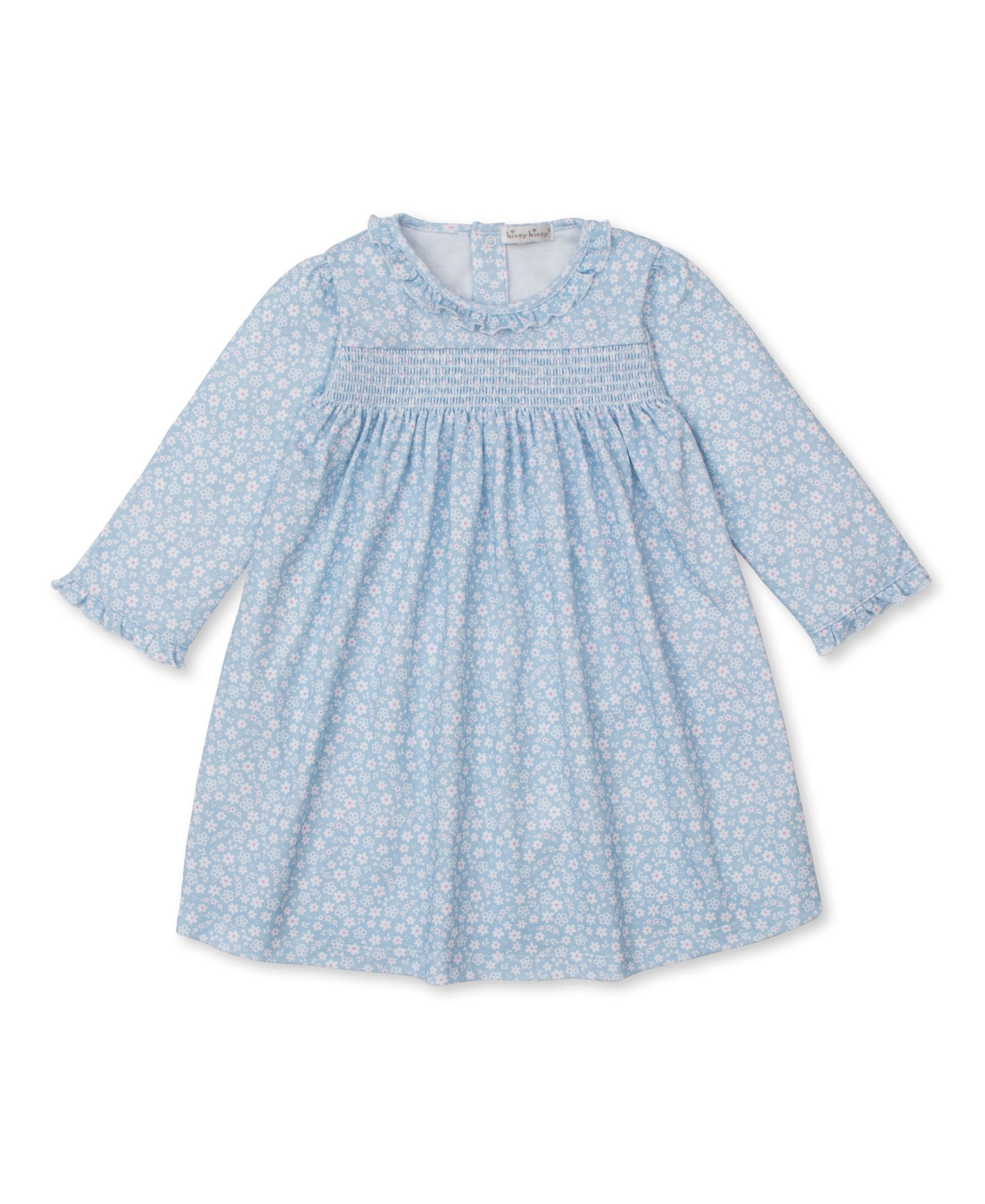 Fall in Bloom Blue Smocked Toddler Dress - Kissy Kissy