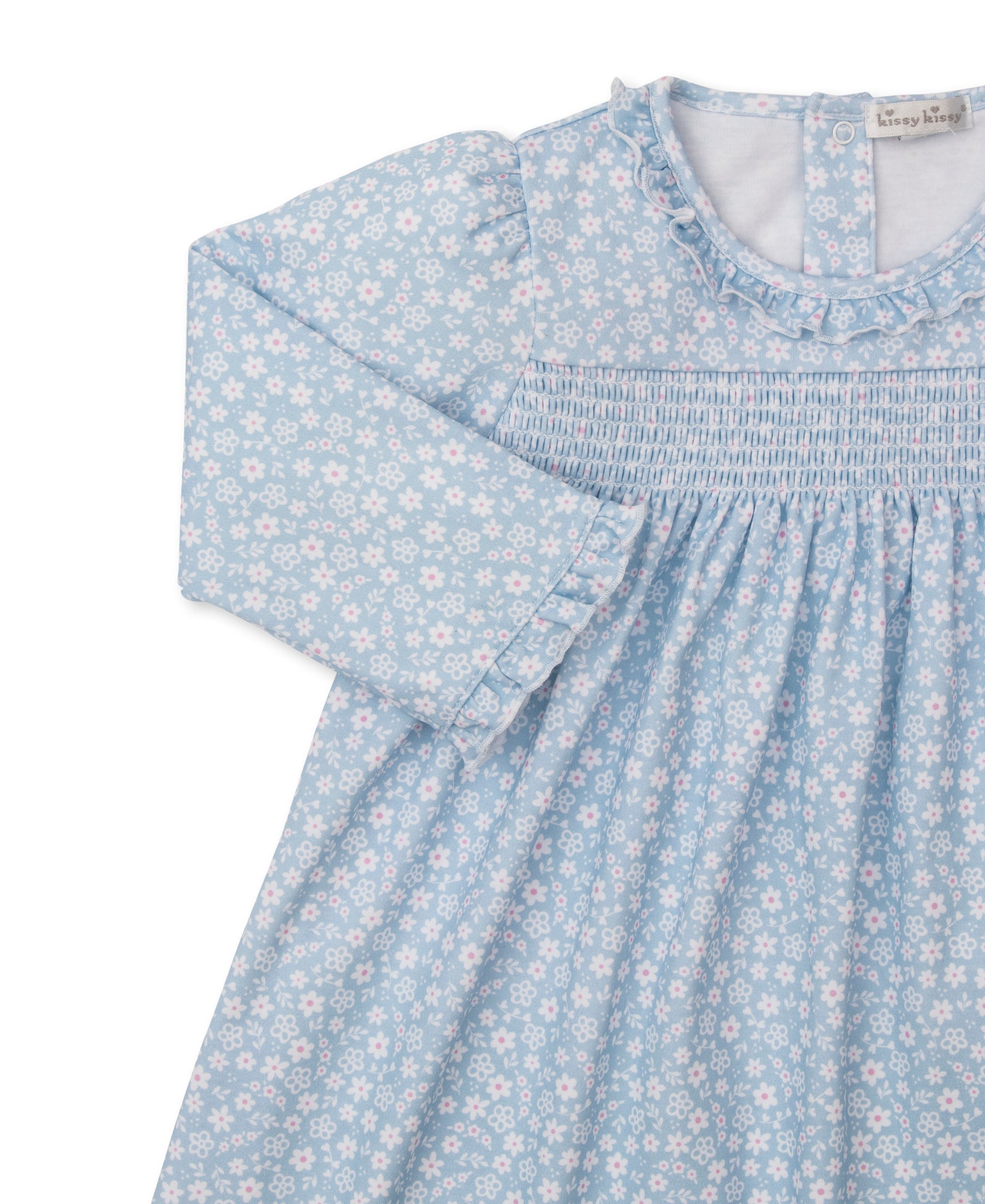 Fall in Bloom Blue Smocked Toddler Dress - Kissy Kissy