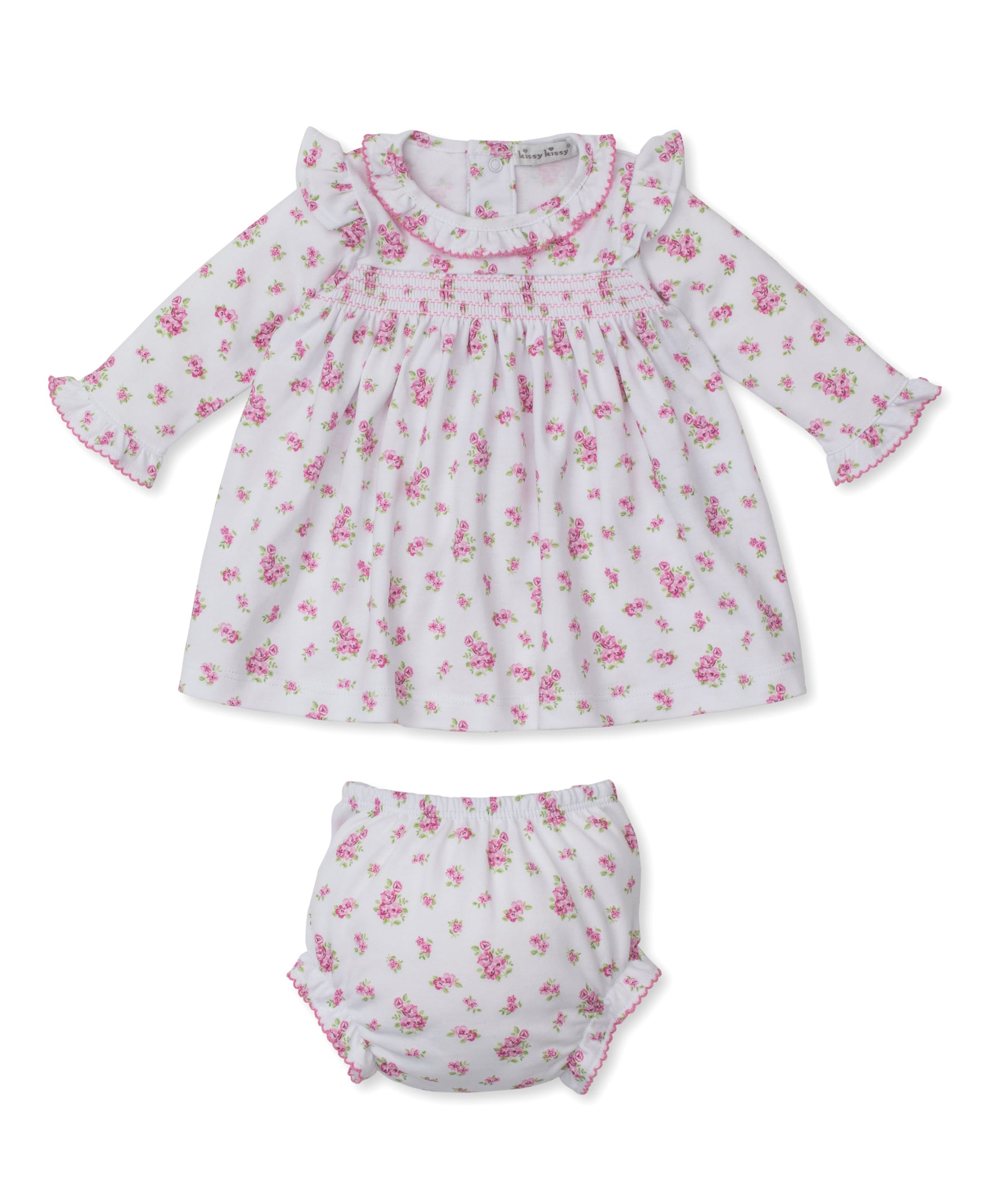 Roses and Blooms Pink Smocked Dress Set - Kissy Kissy