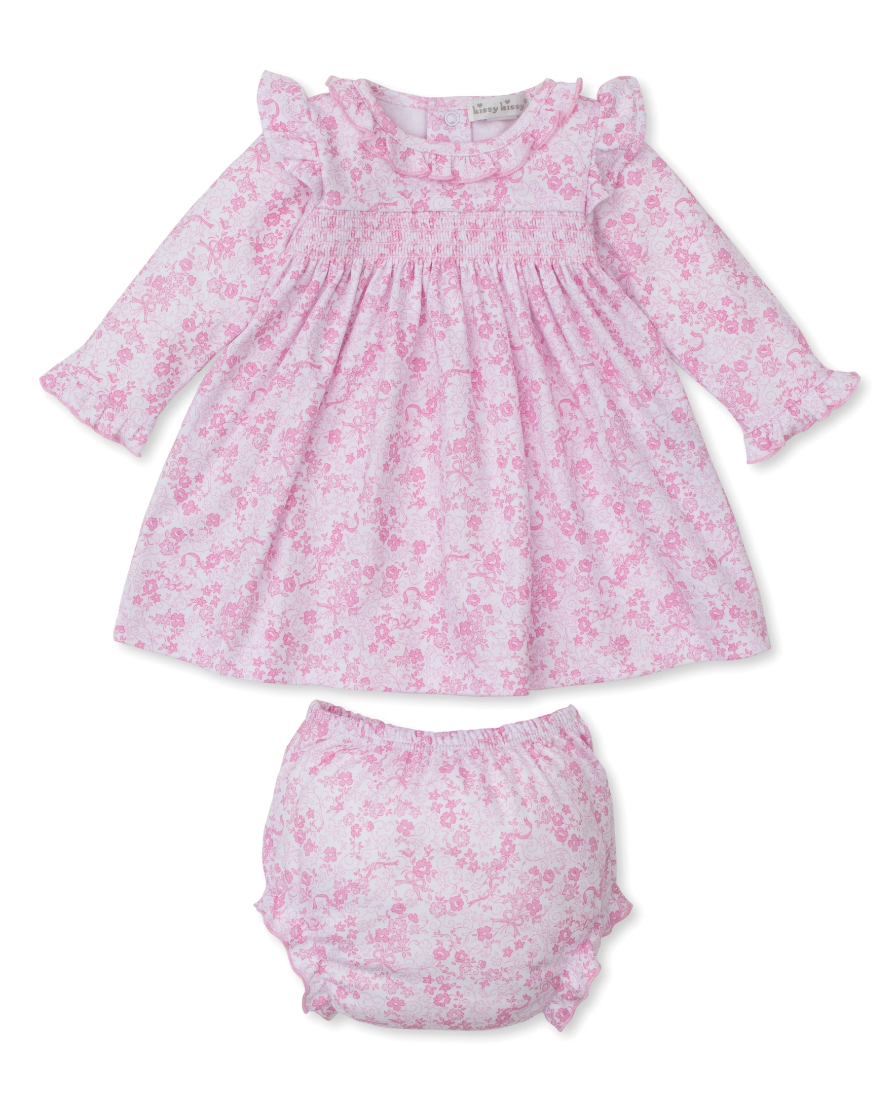 Old English Roses Pink Smocked Dress Set - Kissy Kissy