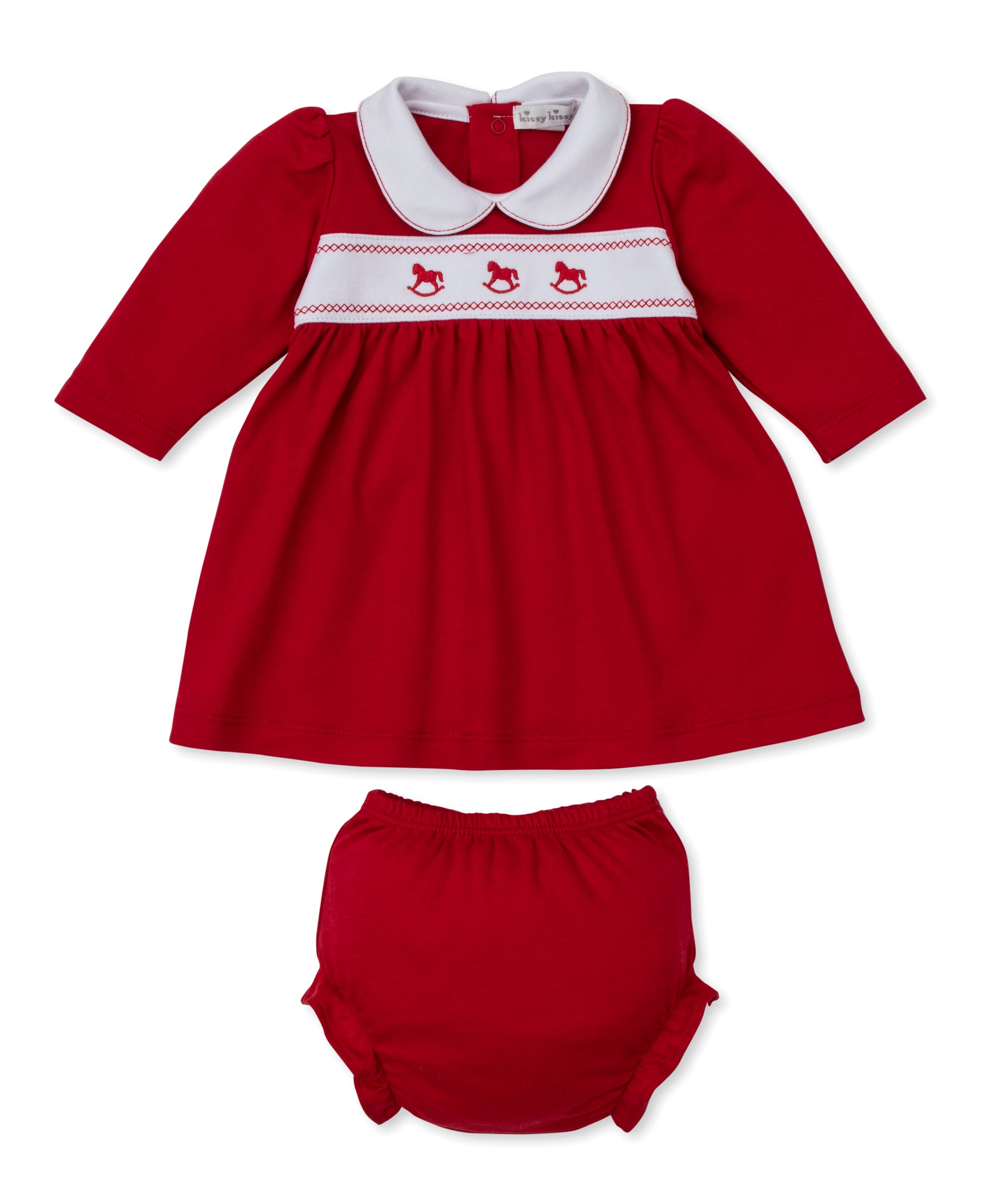 Classic Treasures Holiday 25 Rocking Horse Collar Dress Set - Kissy Kissy