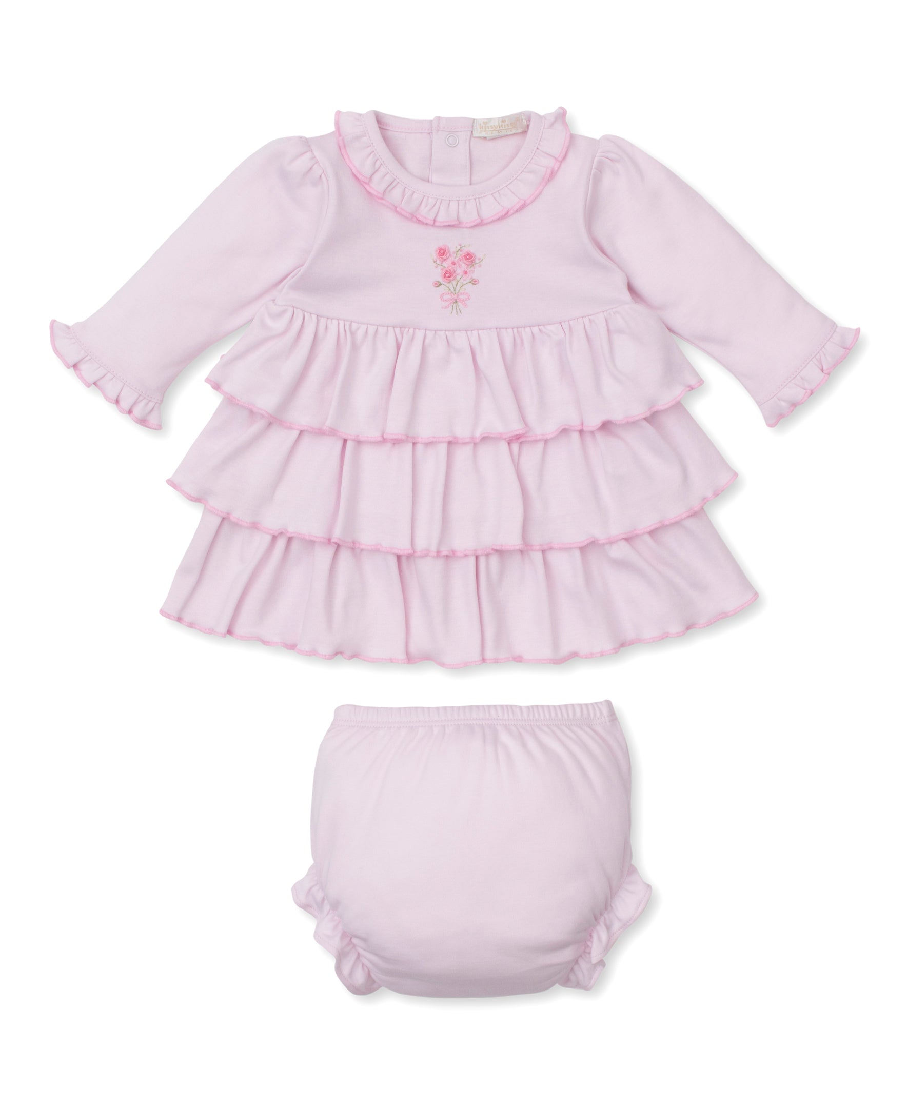 Premier Old English Roses Pink Hand Emb. Dress Set - Kissy Kissy