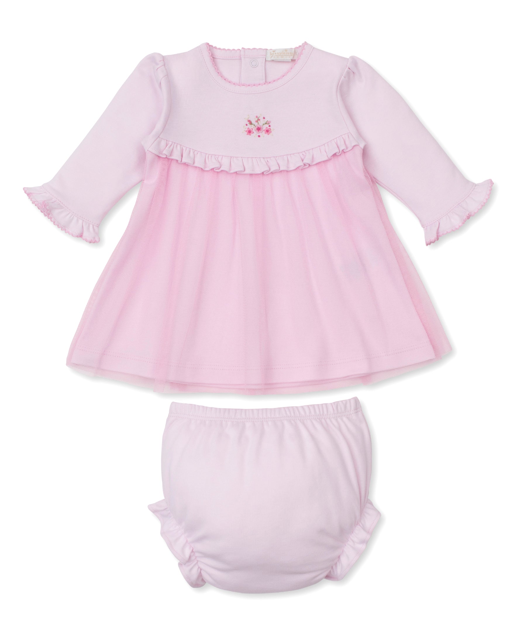 SCE Rose Blooms Pink Hand Emb. Dress Set - Kissy Kissy