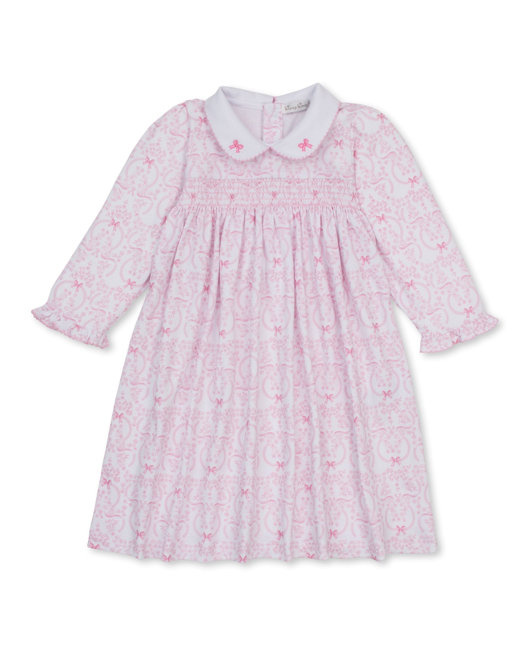 Delicate Blooming Bows Pink Smocked Toddler Dress - Kissy Kissy