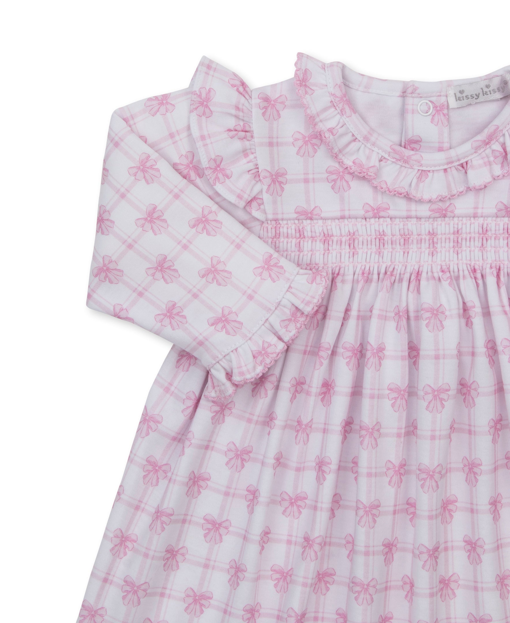 Windowpane Bows Pink Smocked Dress Set