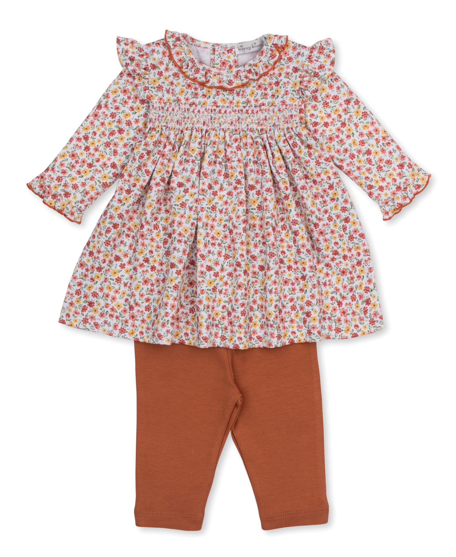 Fall Floral Garden Floral Smocked Legging Dress Set