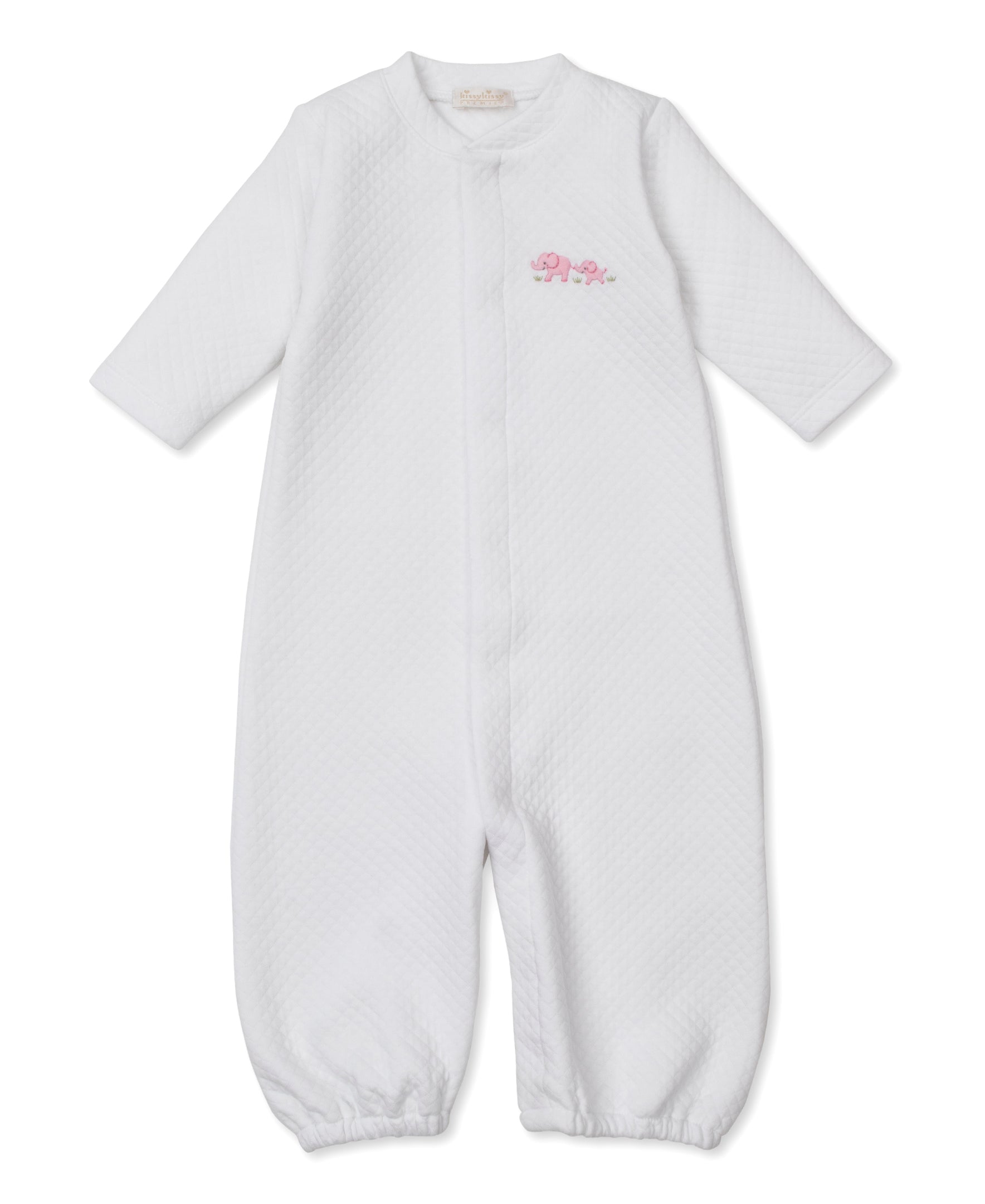 Premier Elephant Esprit White/Pink Hand Emb. Jacquard Conv. Gown - Kissy Kissy