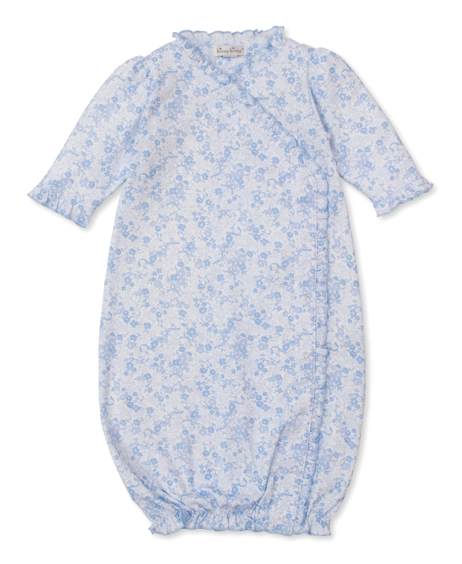 Old English Roses Blue Sack Gown - Kissy Kissy