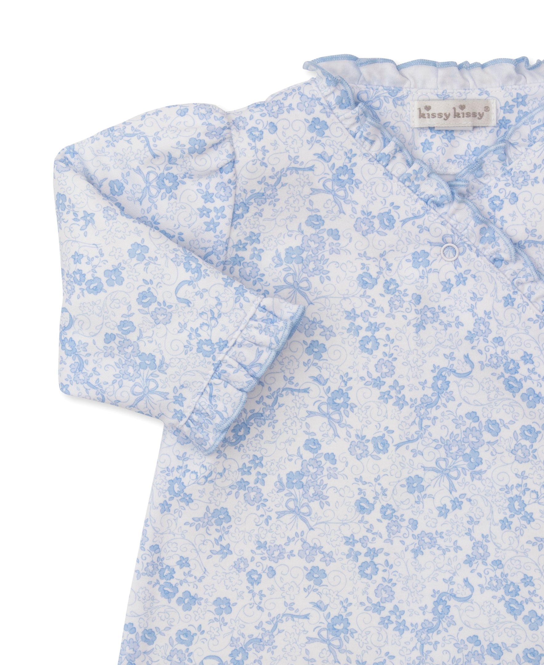 Old English Roses Blue Sack Gown - Kissy Kissy