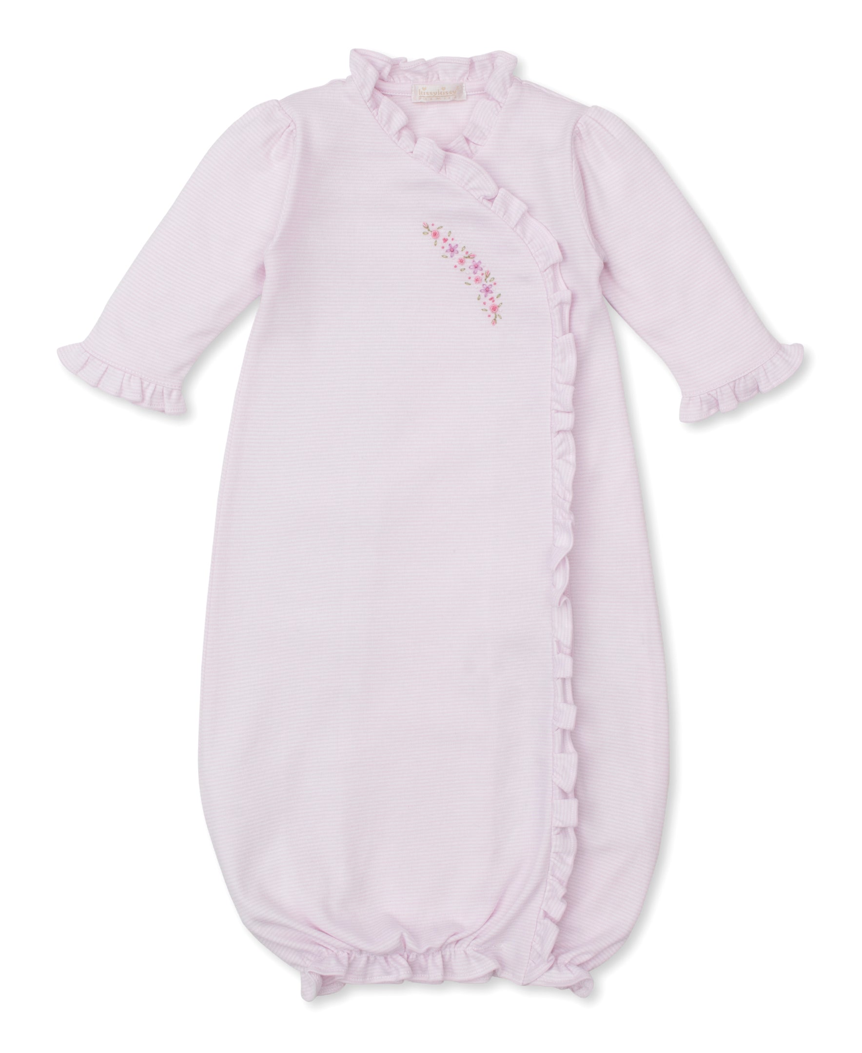 CLB Fall Medley 25 Pink Stripe Hand Emb. Sack Gown - Kissy Kissy