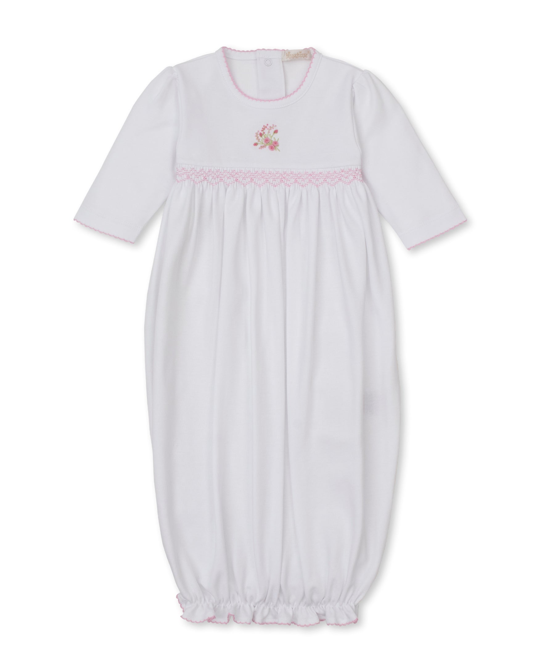 SCE Victorian Roses White/Pink Hand Emb. Sack - Kissy Kissy