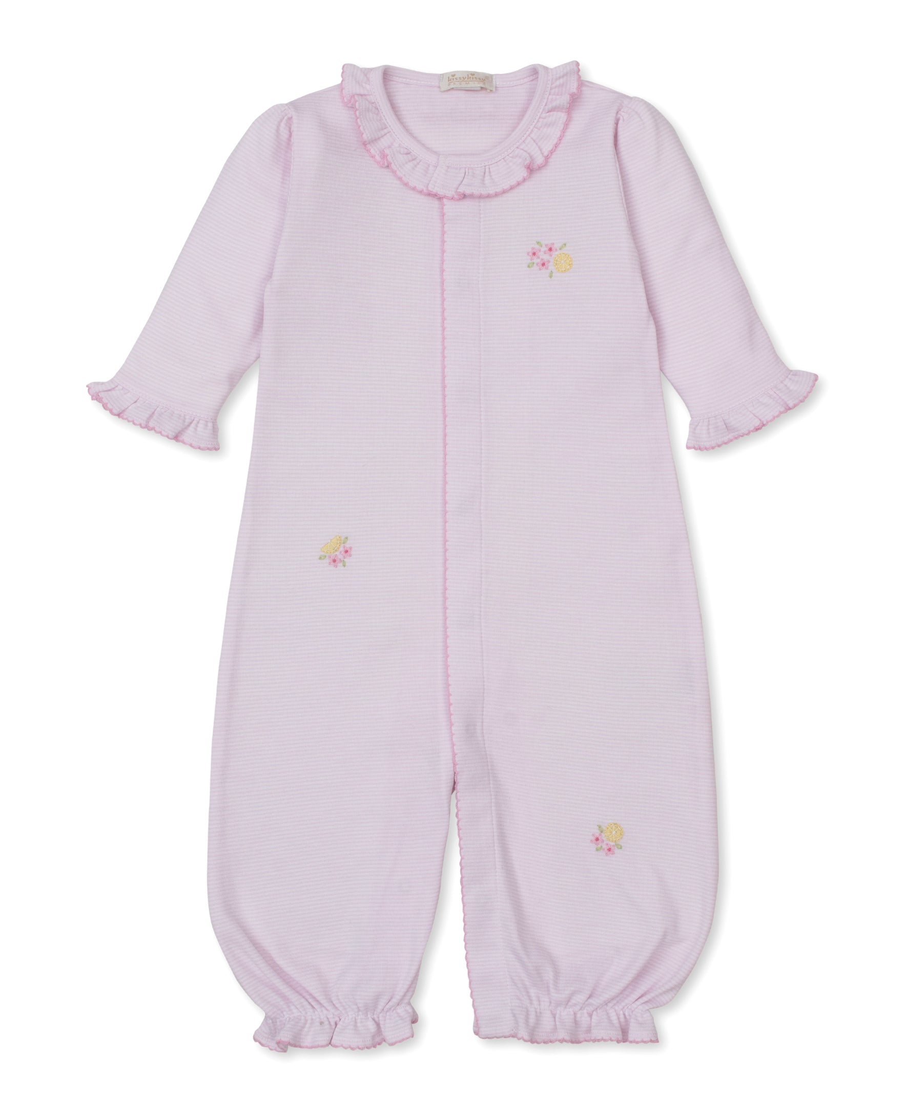 SCE Lemon Blossoms Pink Hand Emb. Stripe Conv. Gown