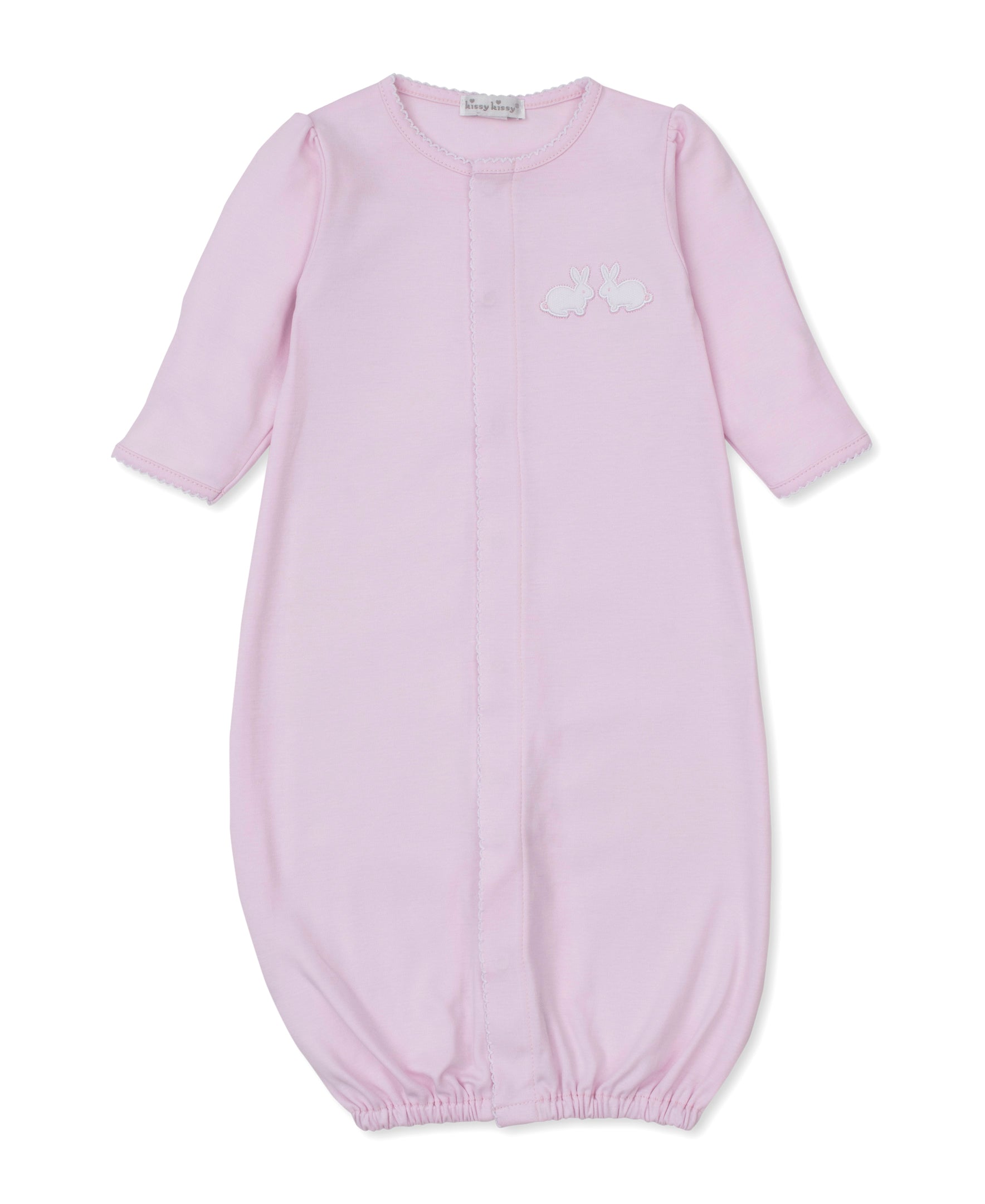 Pique Twin Bunnies Pink Convertible Gown - Kissy Kissy