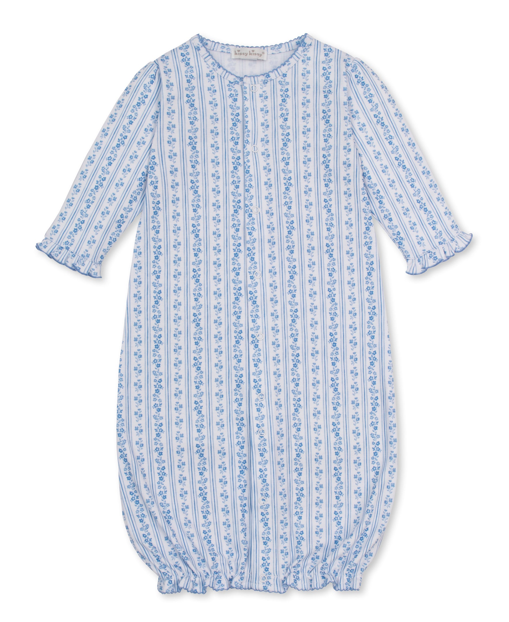 Watercolor Floral Stripes Blue Convertible Gown