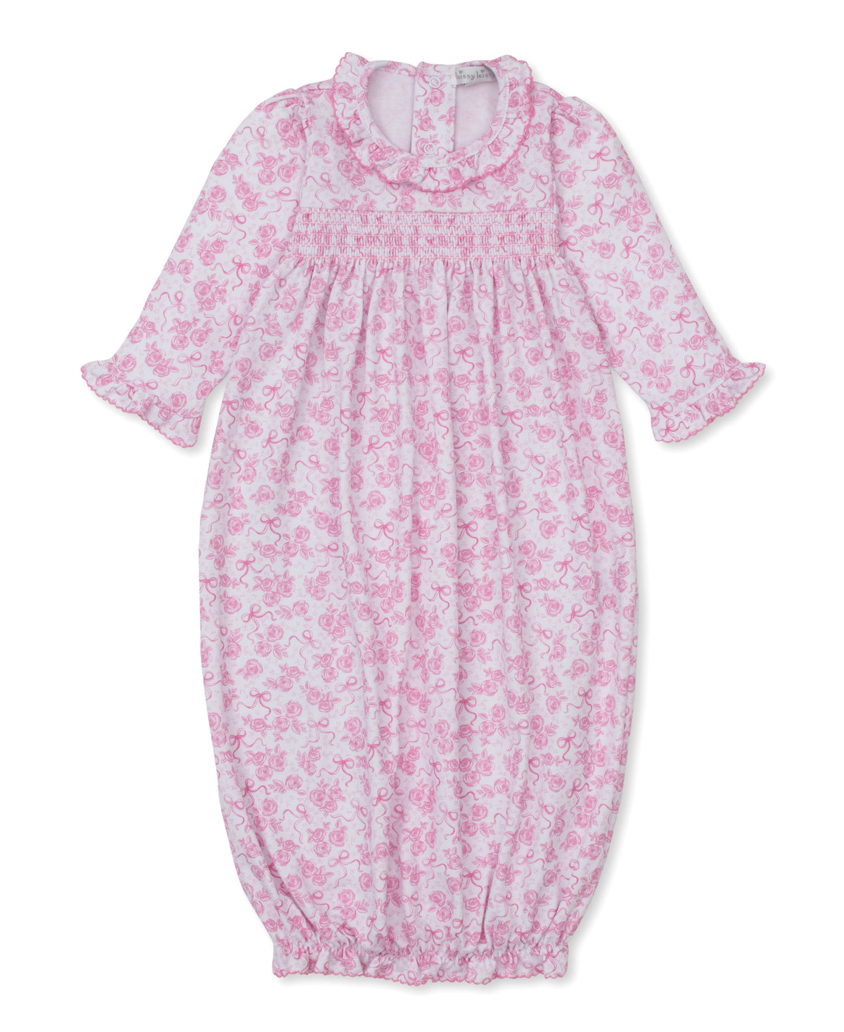 Roses & Bows Pink Smocked Sack - Kissy Kissy