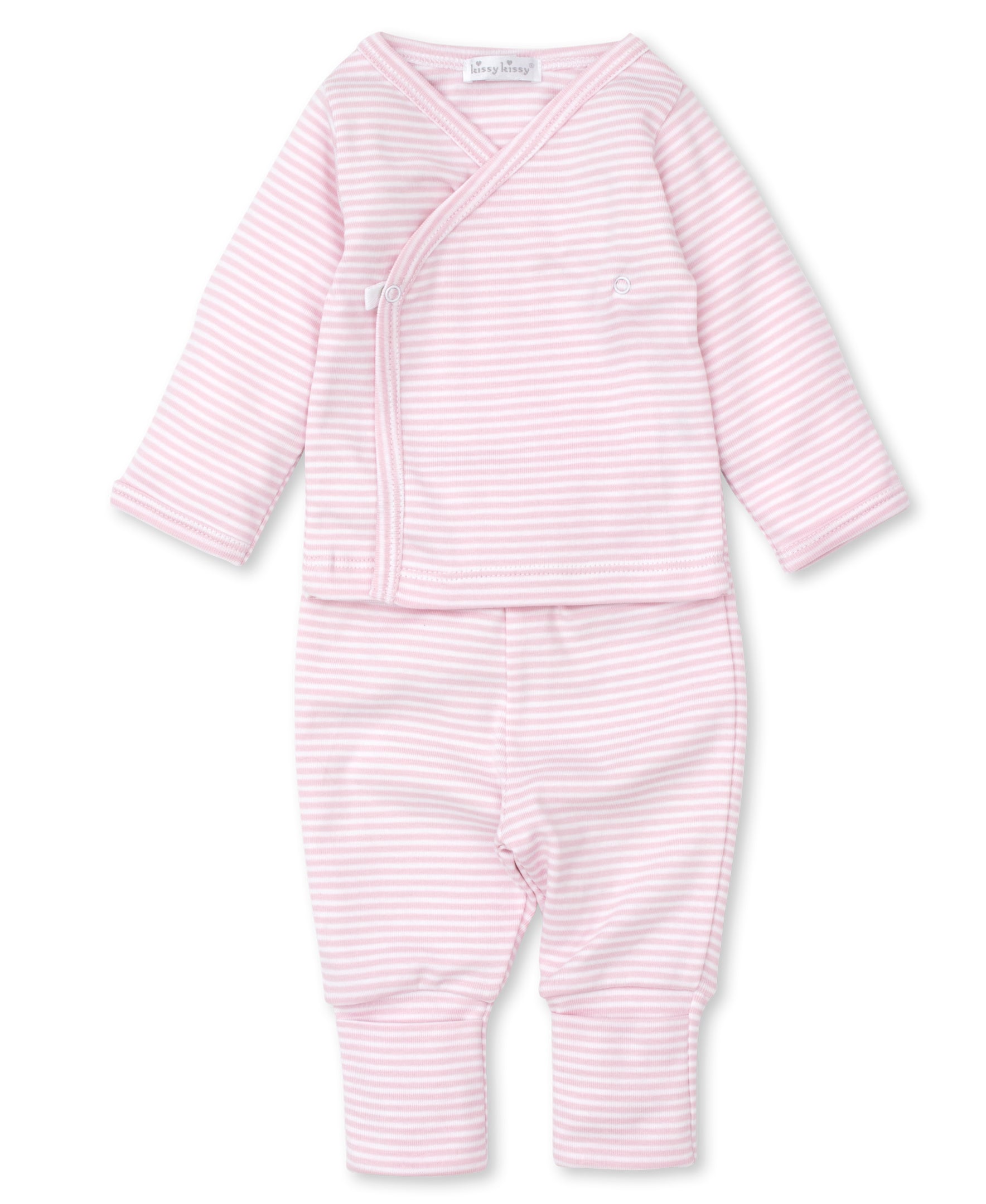 Classic Rib Pink Stripe Footed Pant Set - Kissy Kissy