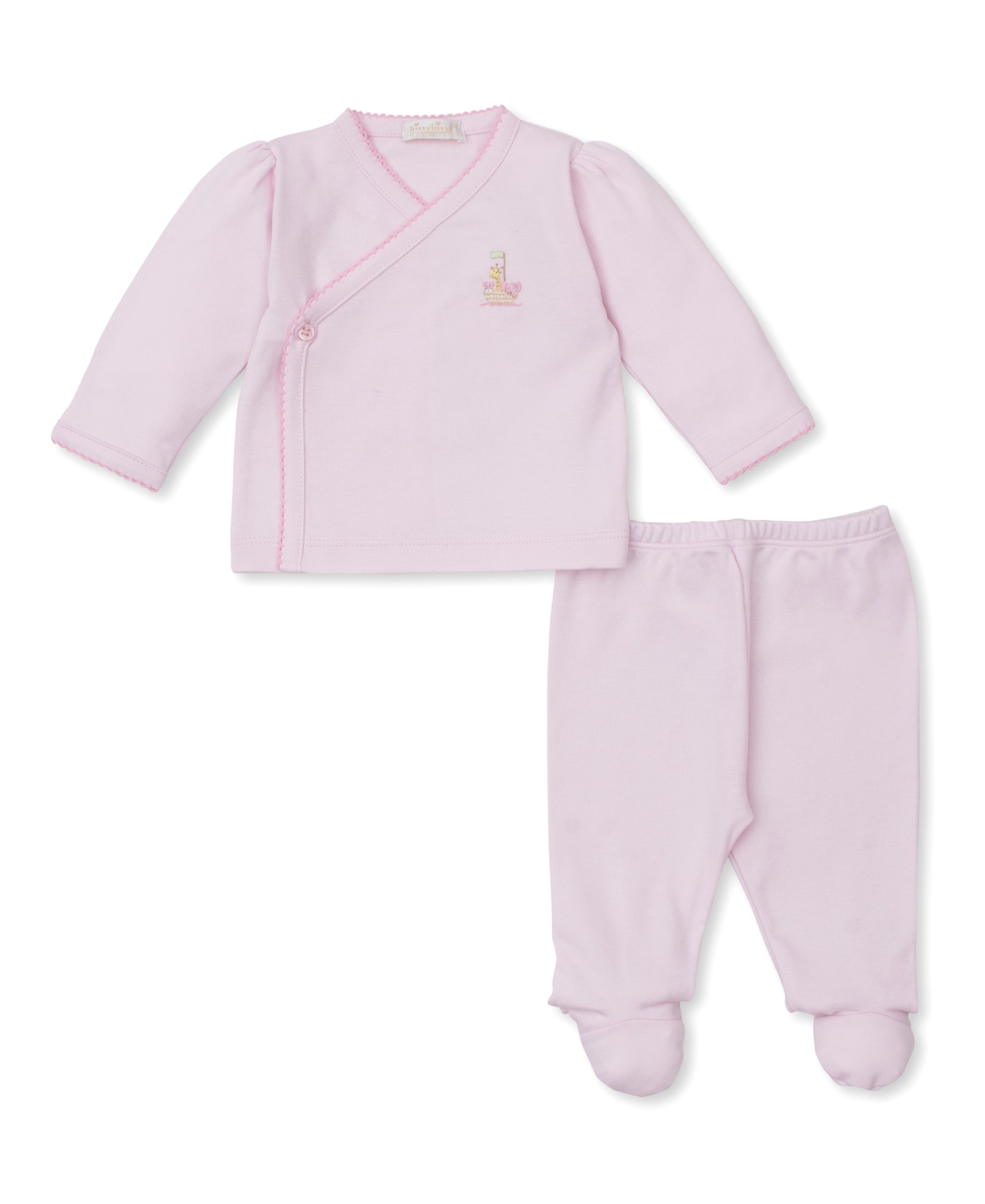 Premier Noah's Ark Pink Hand Emb. Cross Tee & Pant Set - Kissy Kissy