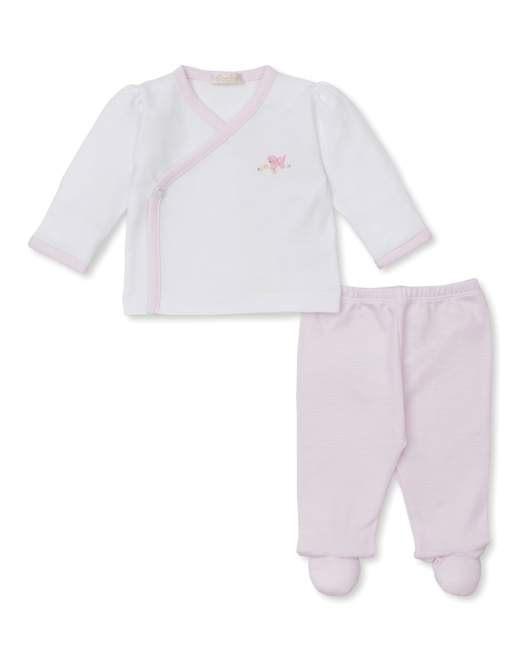 Premier Playful Pups Hand Emb. Cross Tee & Pant Set - Kissy Kissy