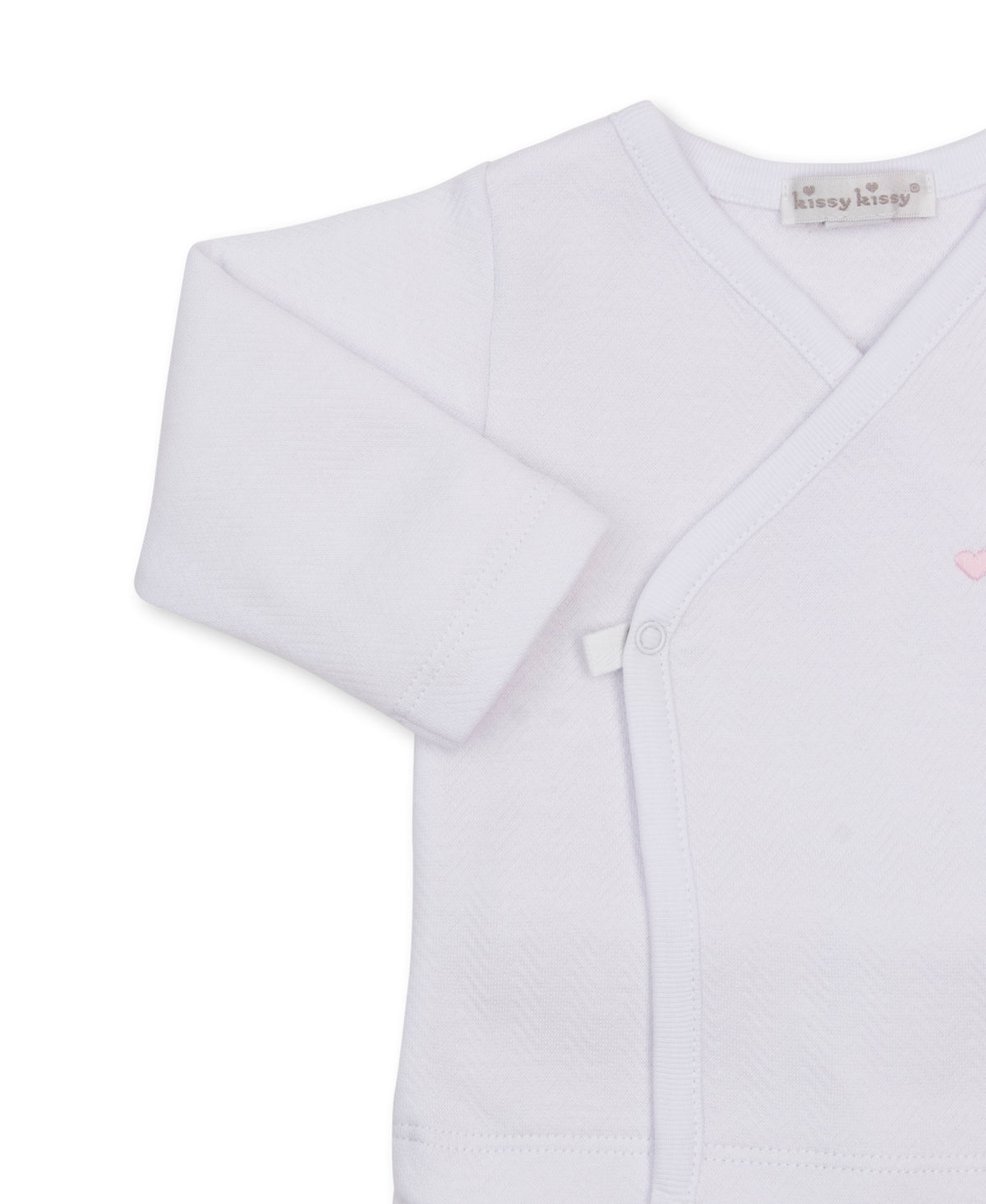 Baby Blessings White/Pink Jacquard Footed Pant Set - Kissy Kissy
