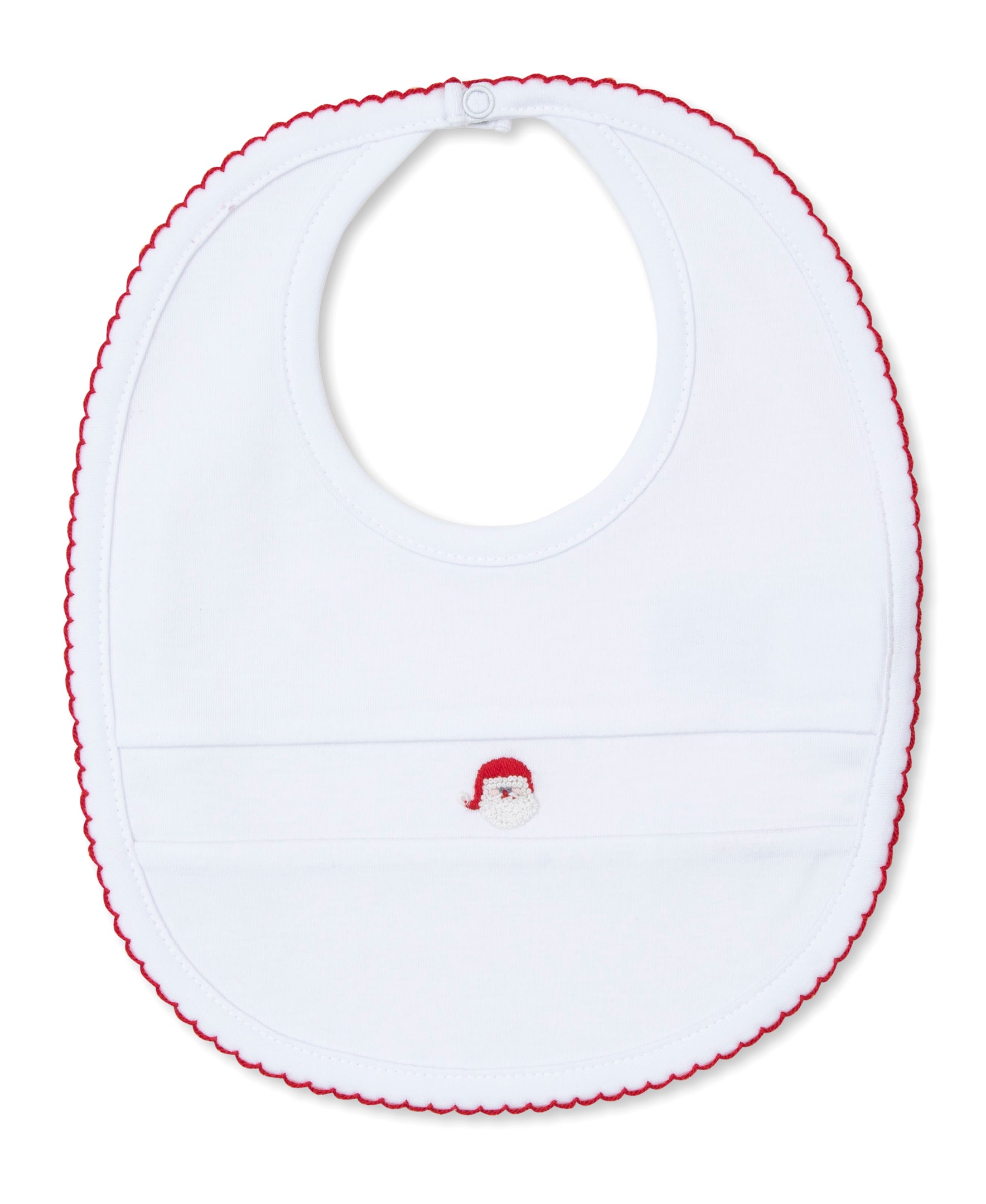 CLB Holiday Medley 26 White Hand Emb. Santa Bib - Kissy Kissy